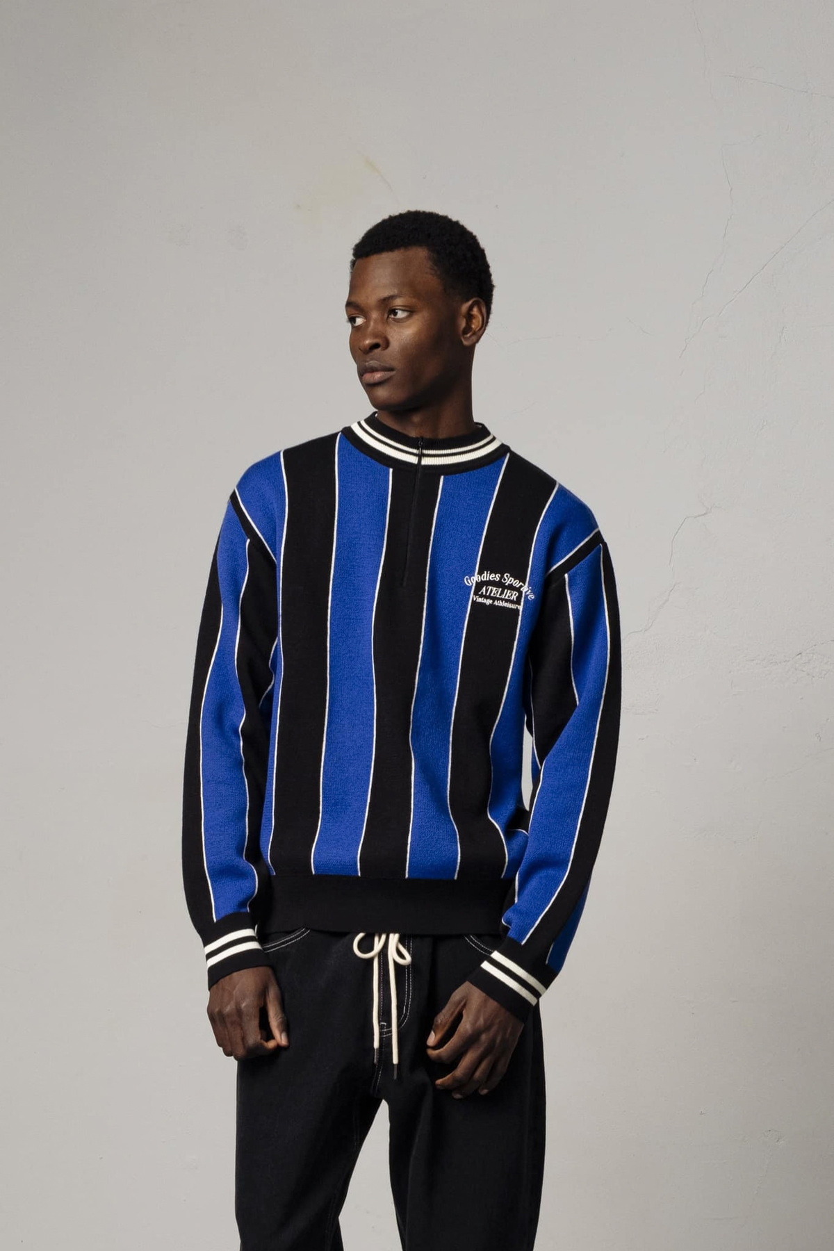 KNITTED CYCLING POLO - BLUE/BLACK