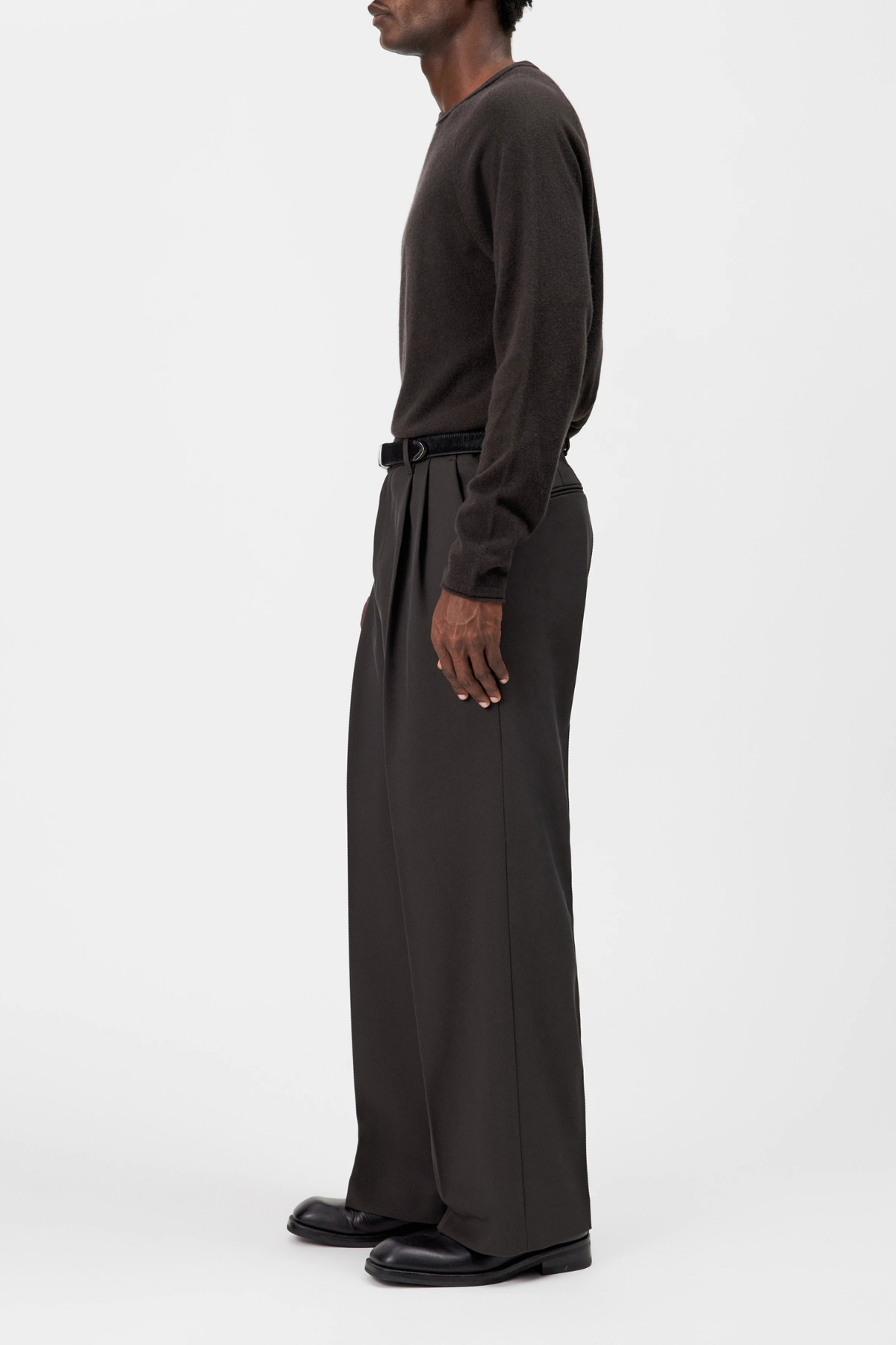 LEEK WIDE TROUSERS - BROWN