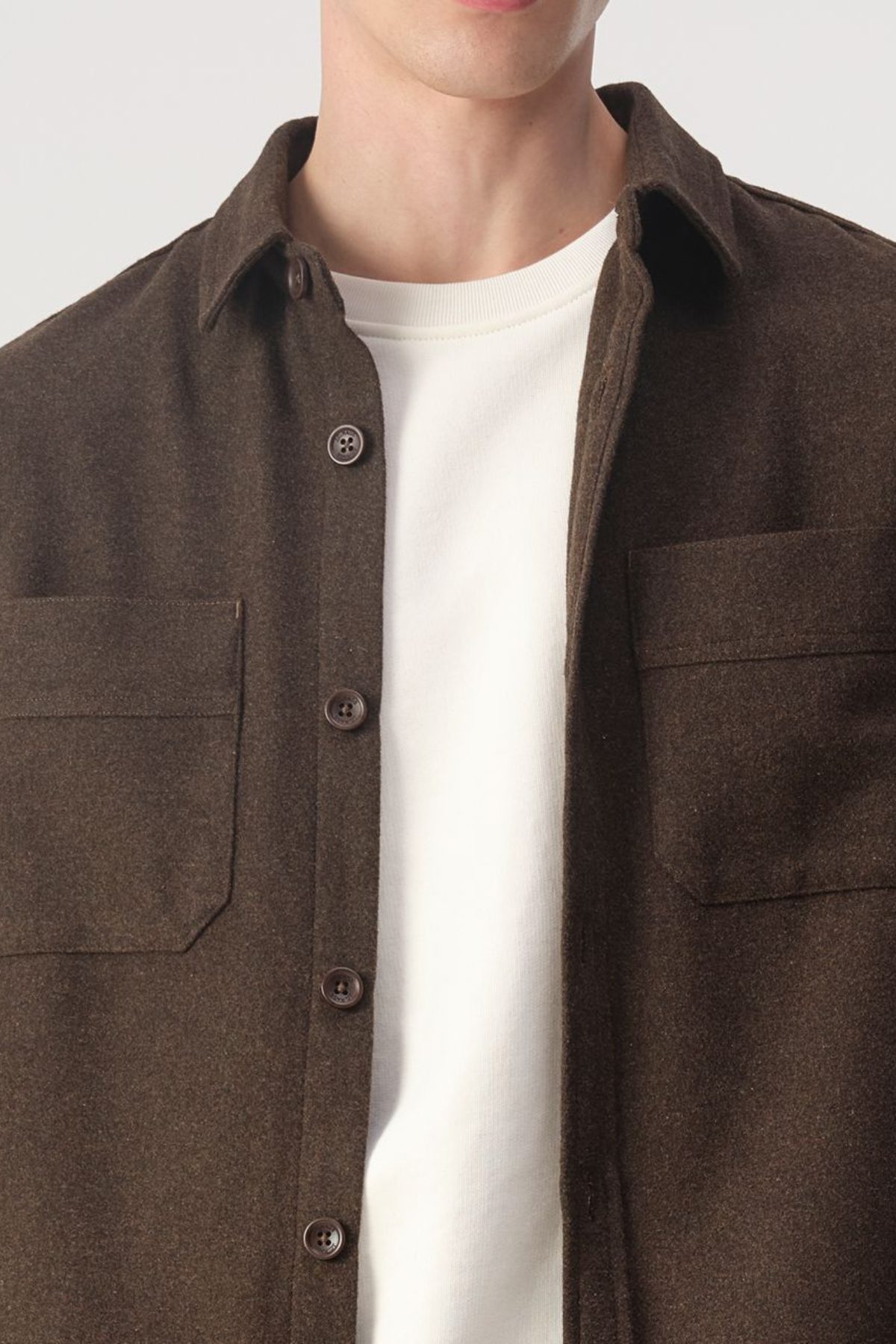 SCE WOOL OVERSHIRT - BROWN MELANGE