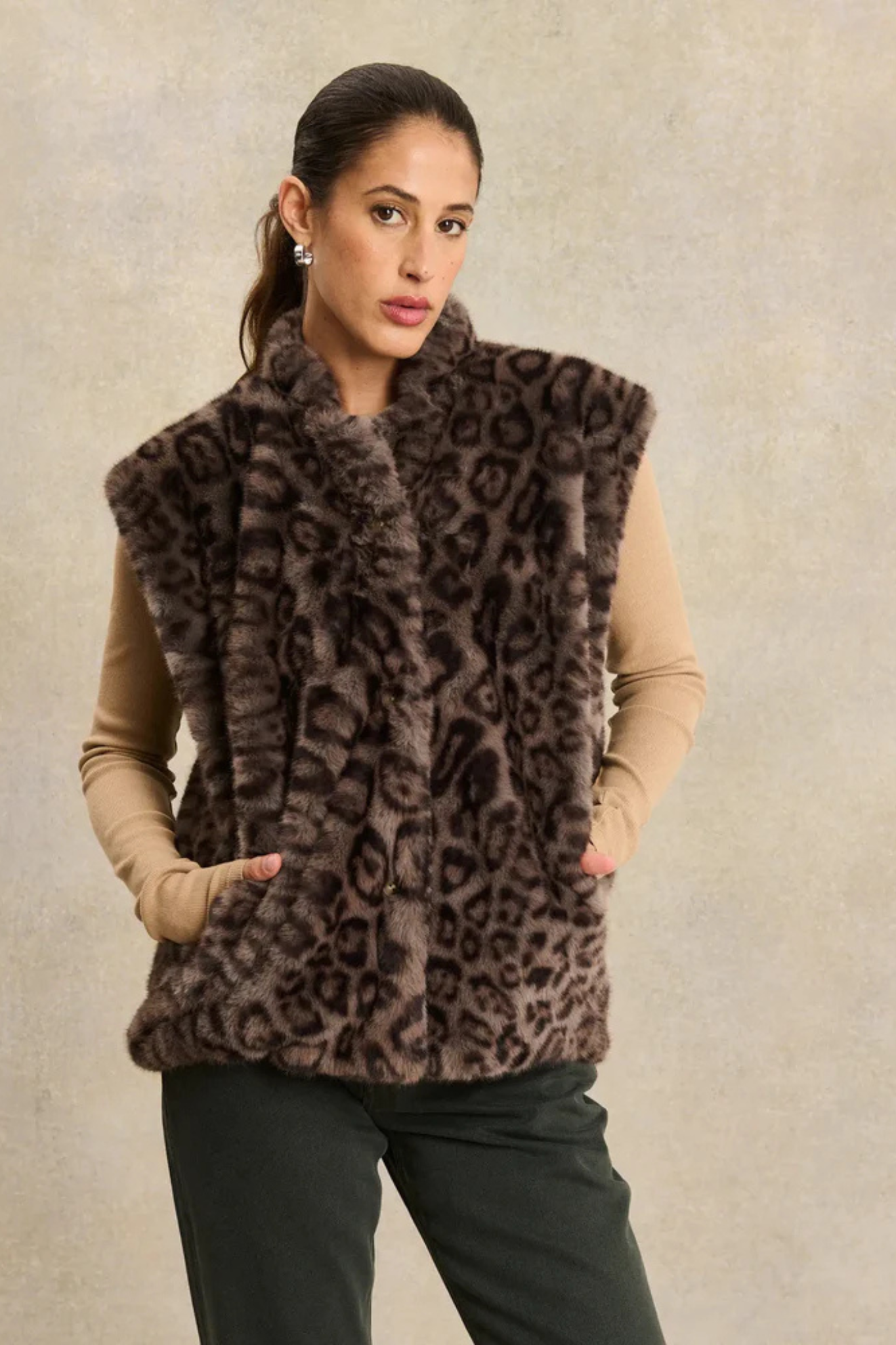 BIANCA MINK VEST - LEO GREY