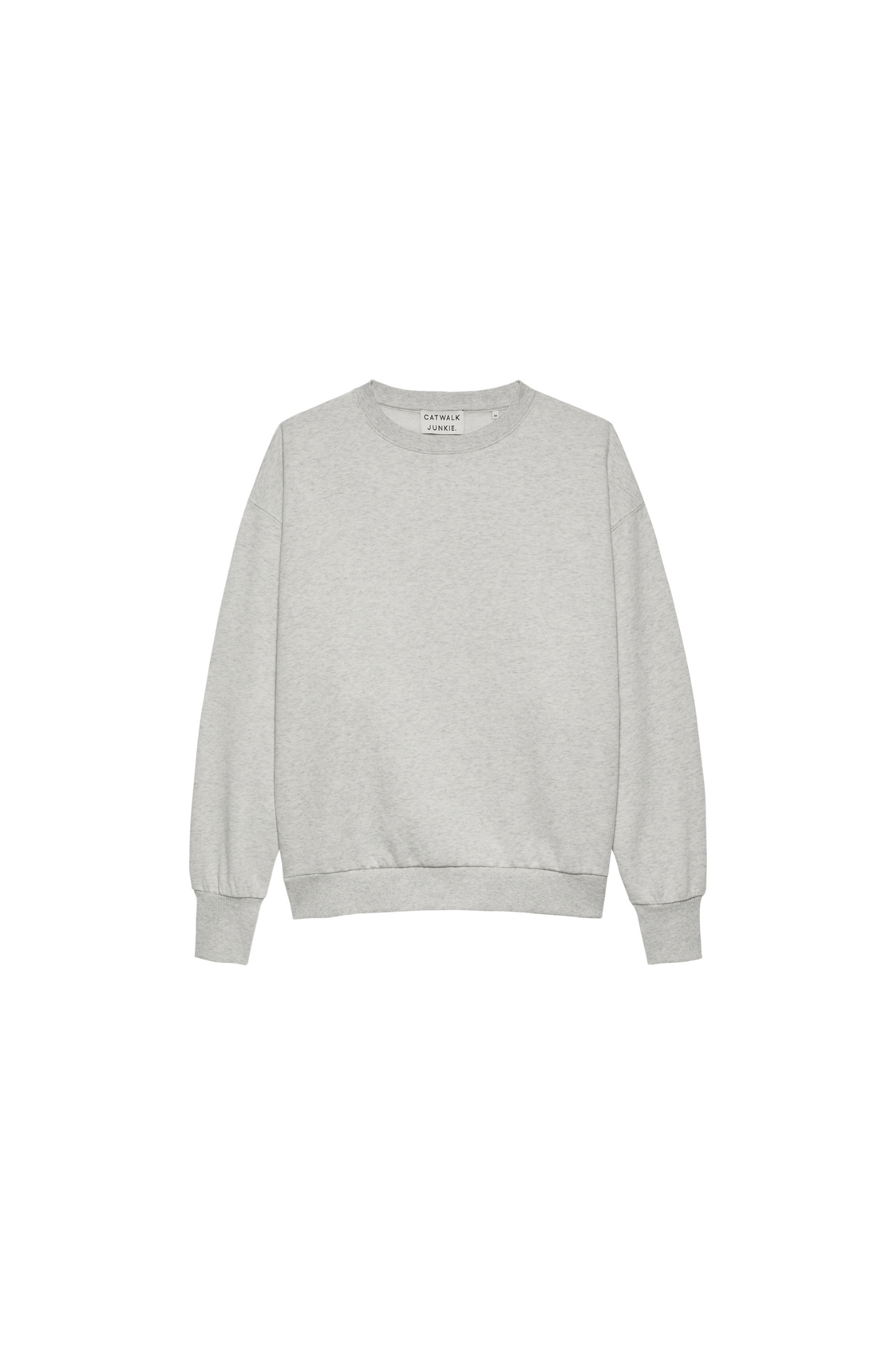 Catwalk Junkie relaxed back detail sweater in light grey melange. Front flatlay view