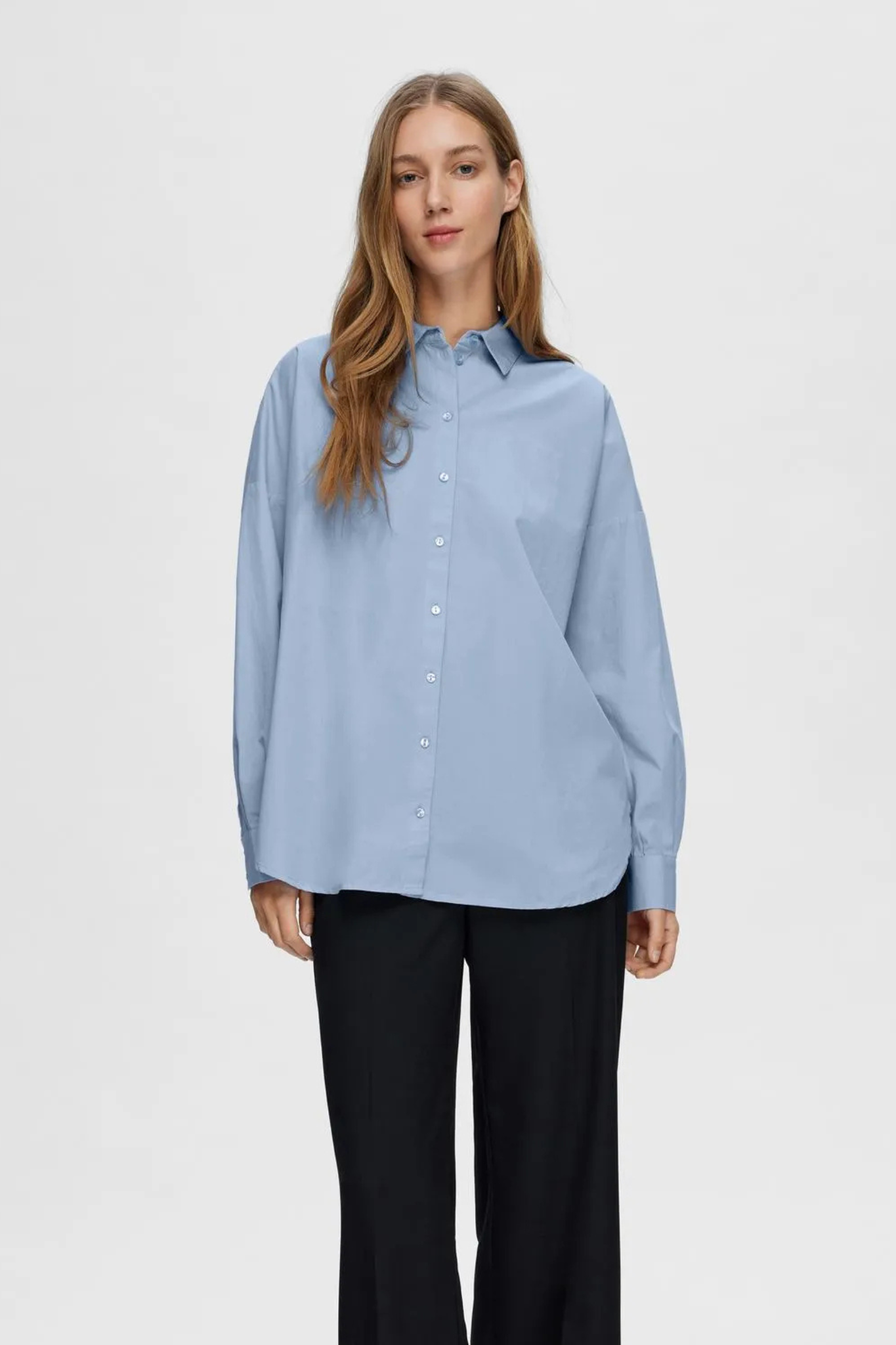 SLFDINA-SANNI LS SHIRT - CASHMERE BLUE