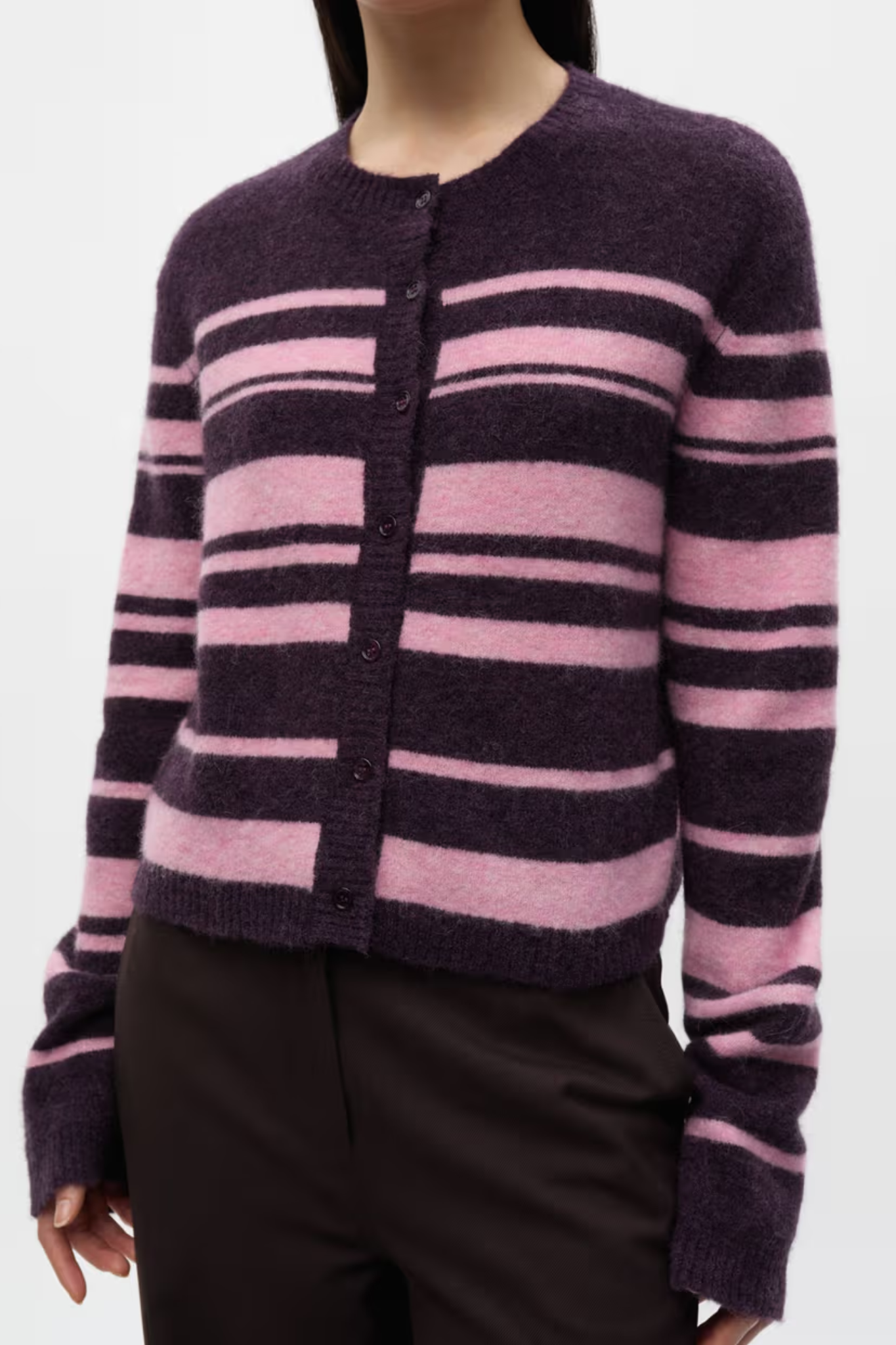 ADA LS CARDIGAN ST - BEGONIA STRIPE