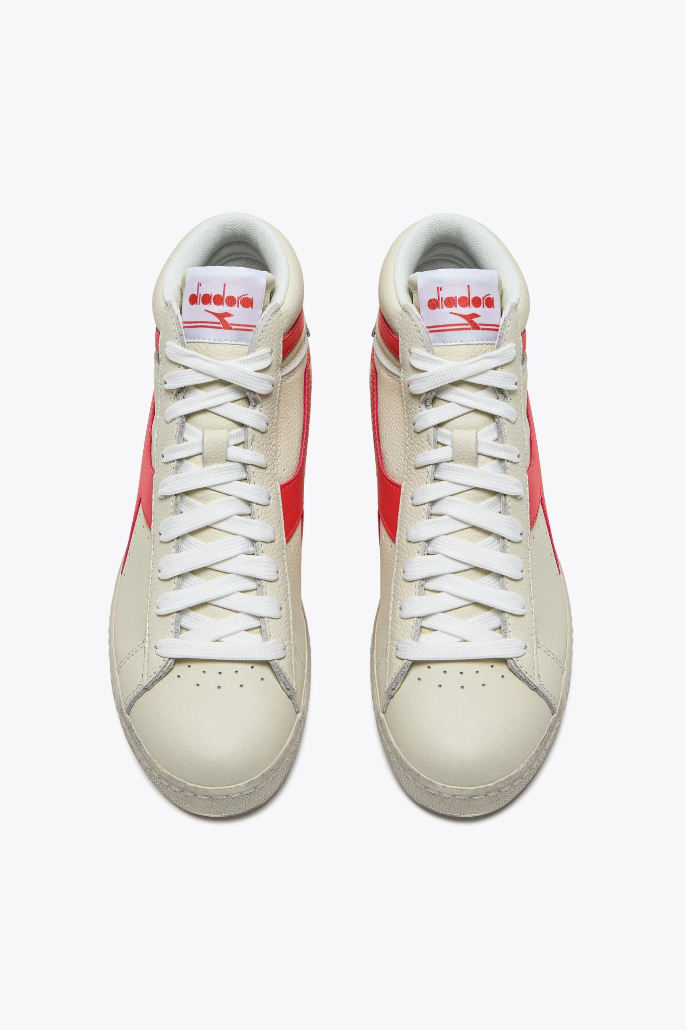 GAME L HIGH FLUO WAXED SNEAKER - SUPER WHITE/HOT CORAL