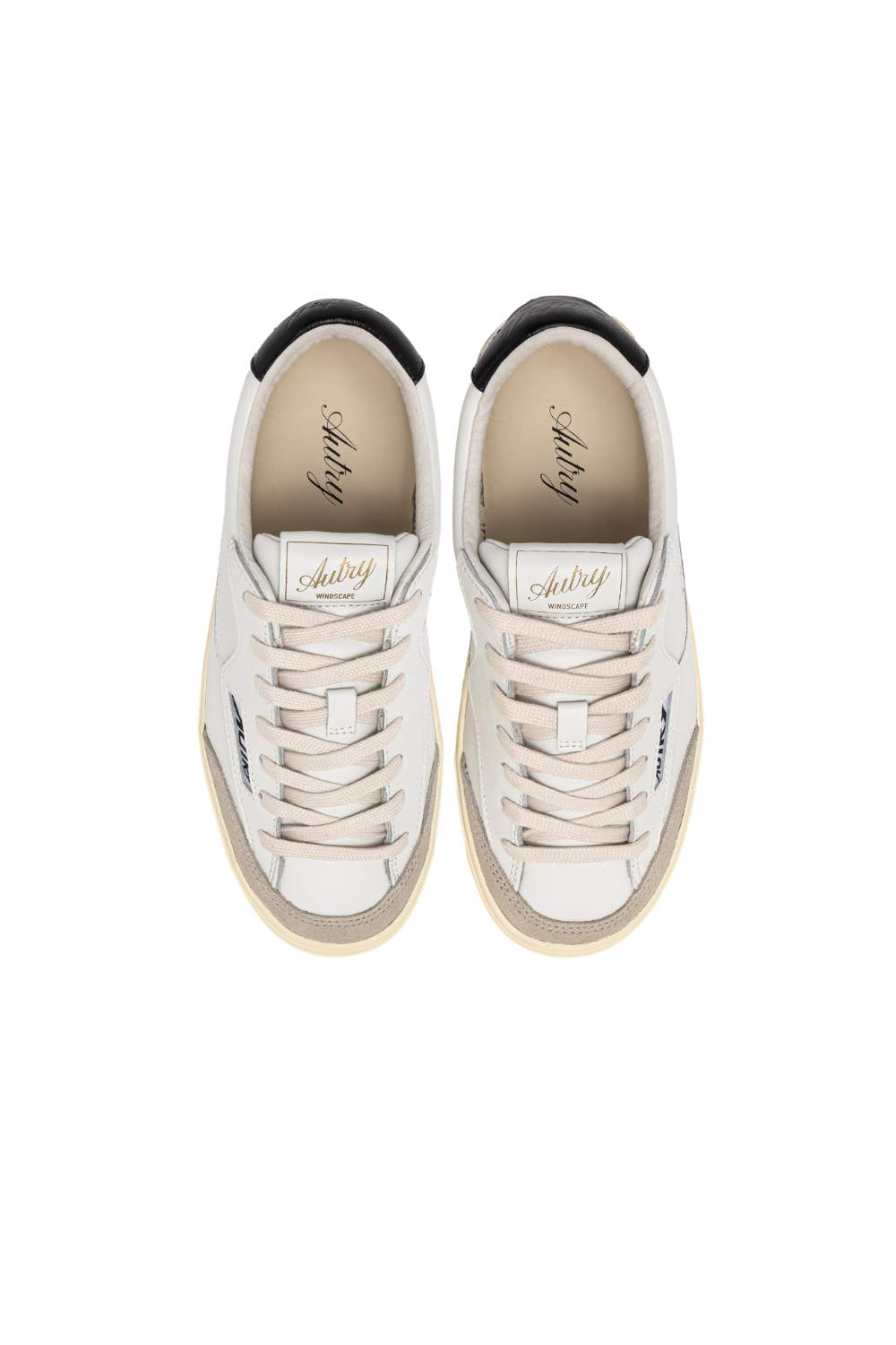 WINDSCAPE LOW SNEAKERS IN WHITE AND BLACK LEATHER