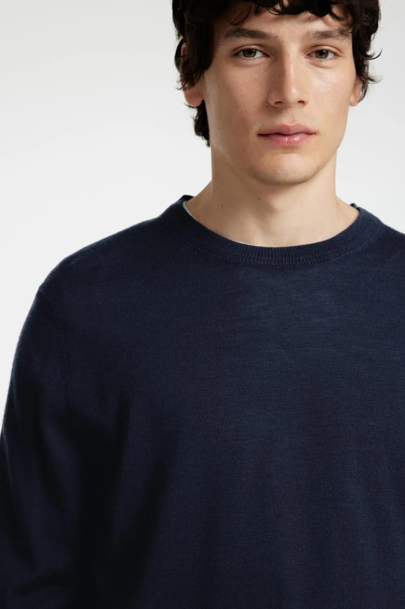 SLHTRAY LS KNIT MERINO CREW NECK - NAVY BLAZER