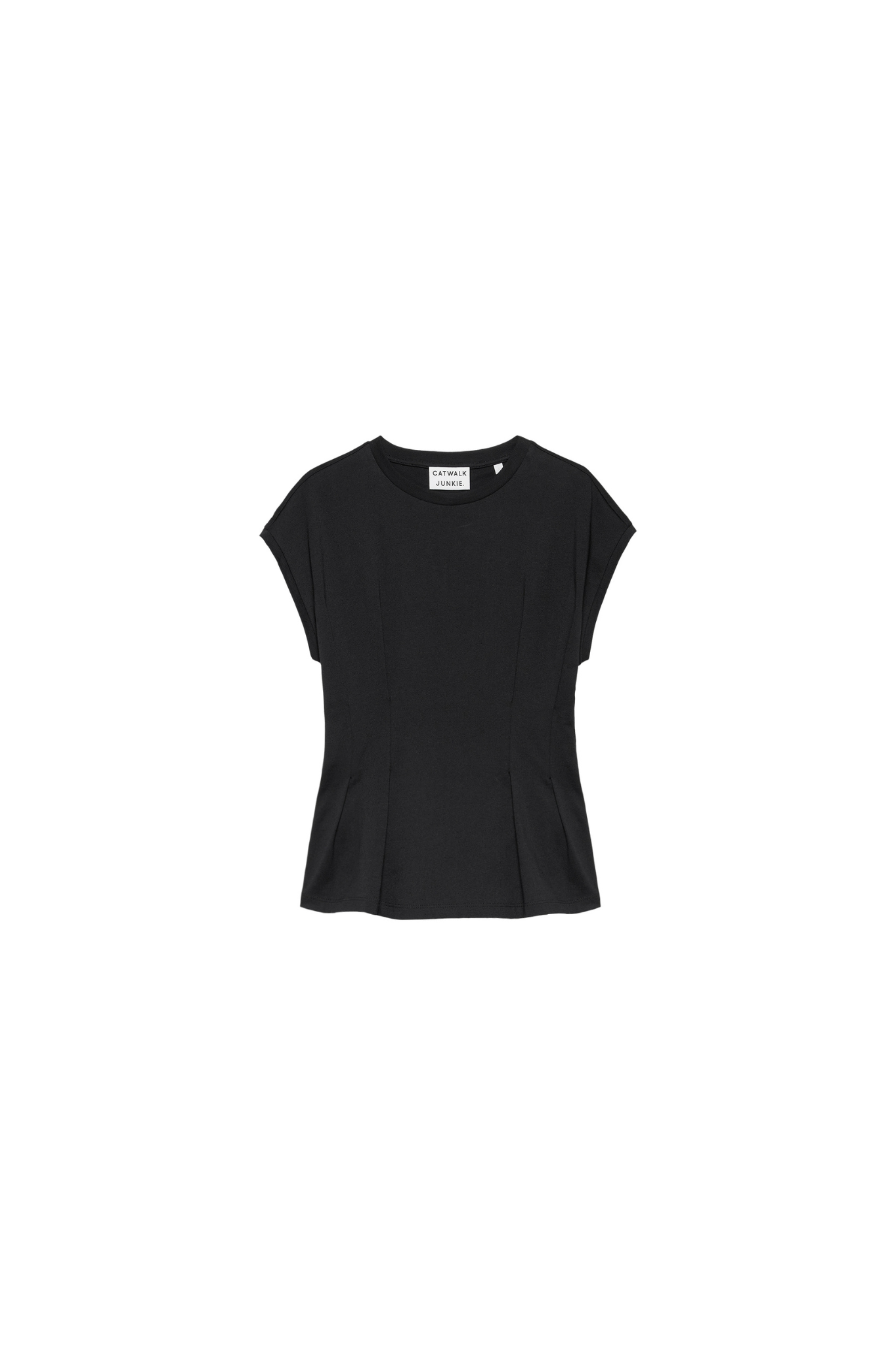 WITH WAIST PLEATS T-SHIRT - BLACK