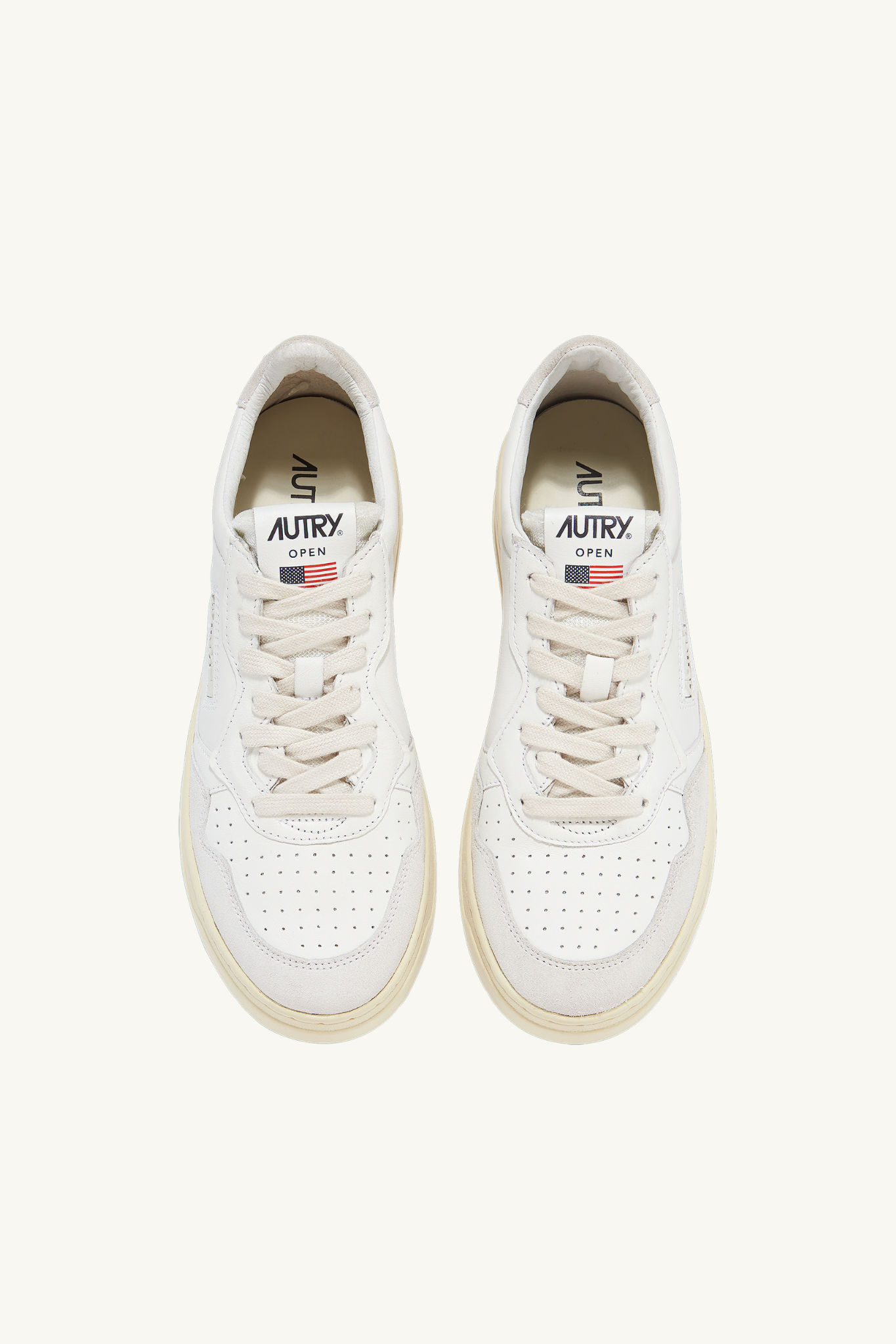 AOLW-CE10 - OPEN LOW SNEAKERS IN LEATHER AND SUEDE COLOR WHITE