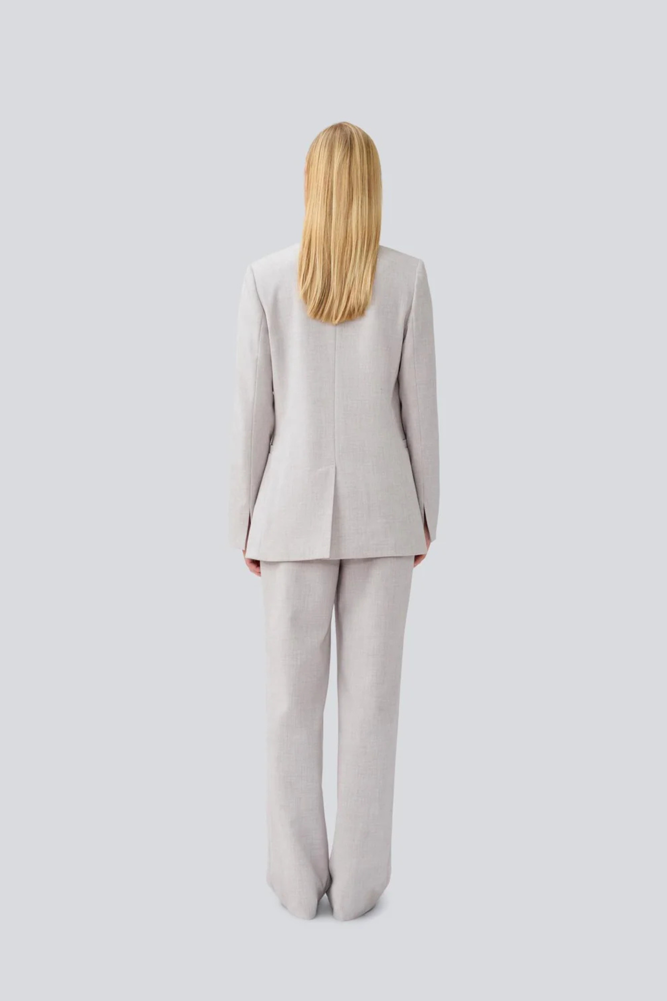 Modstrom heart fitted blazer in light grey melange. Back view