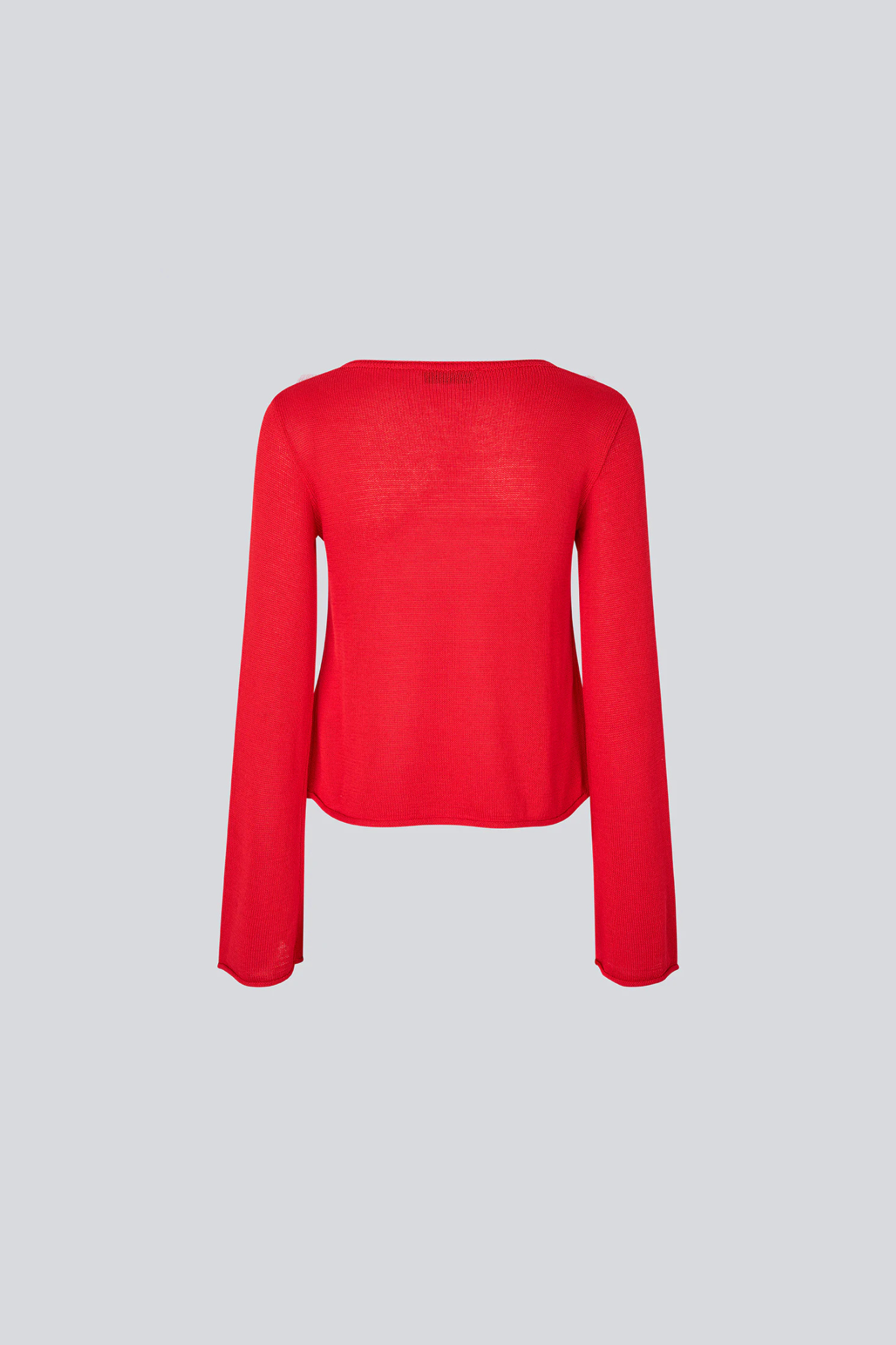 Modstrom ivonne flared o neck top in red. Back flatlay view