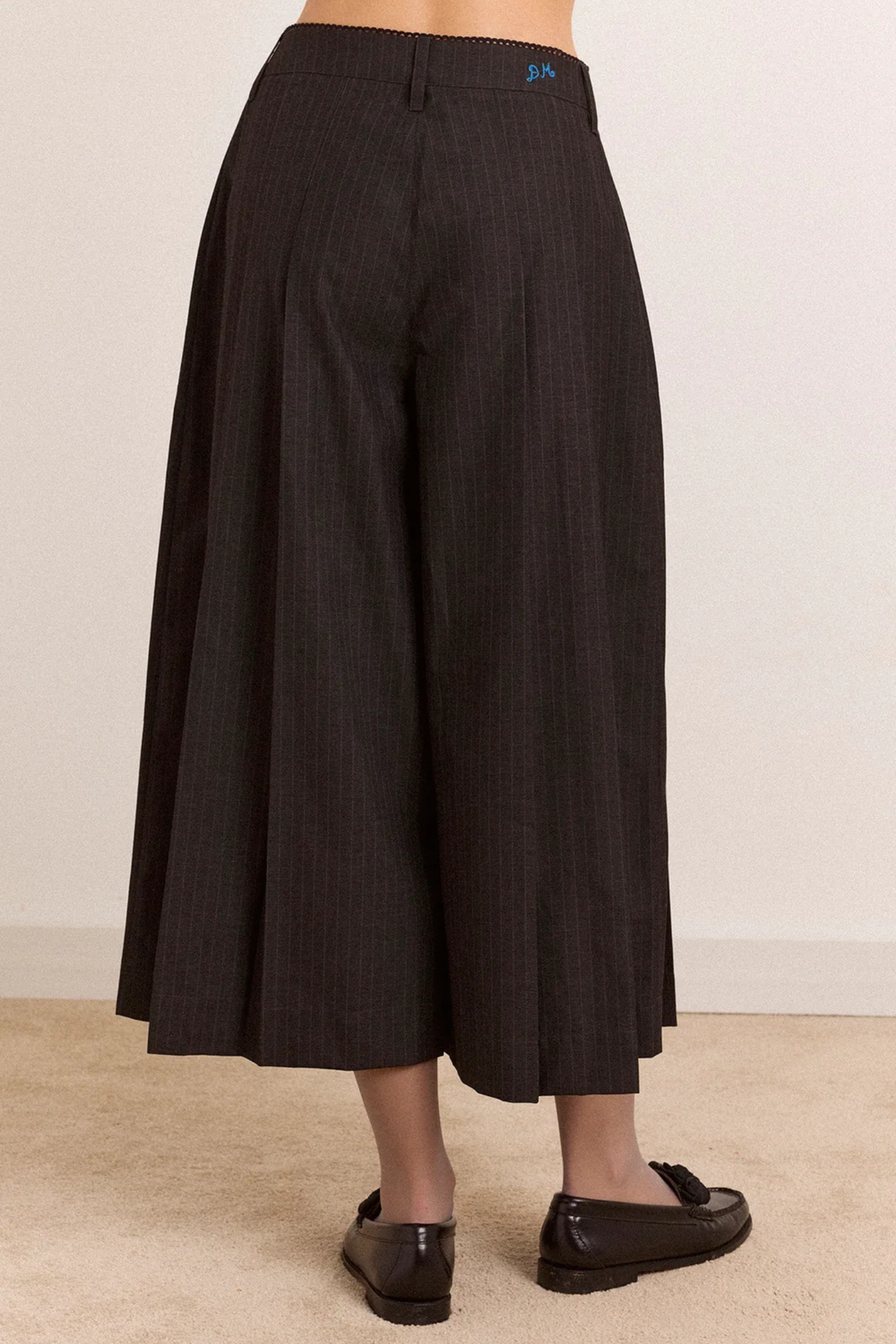 CULOTTE PLISSÉE WINONA - RAYURES FINES TAILLEUR