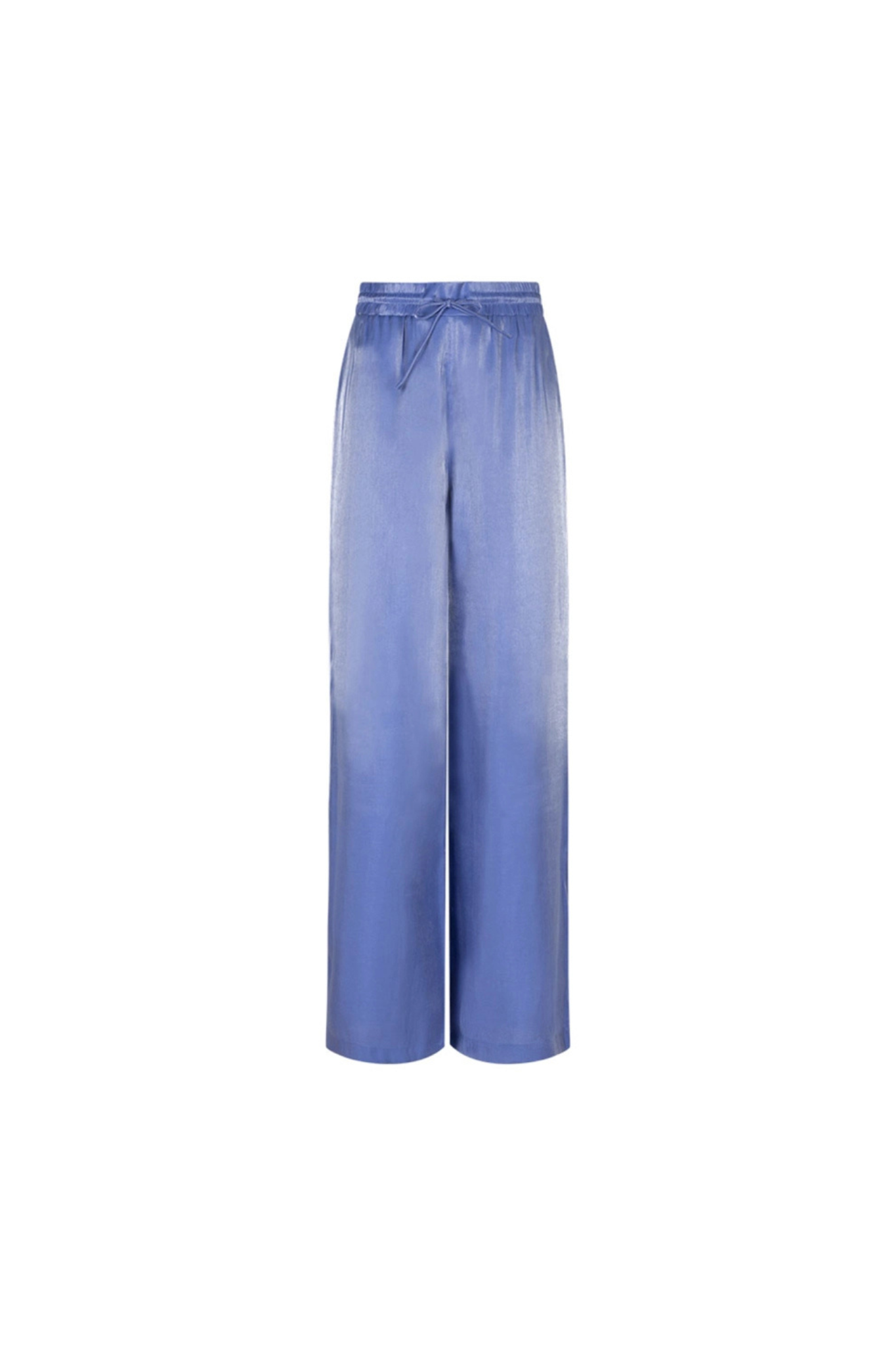 Dante6 soir shimmer wide leg pants in blue. Front flatlay view