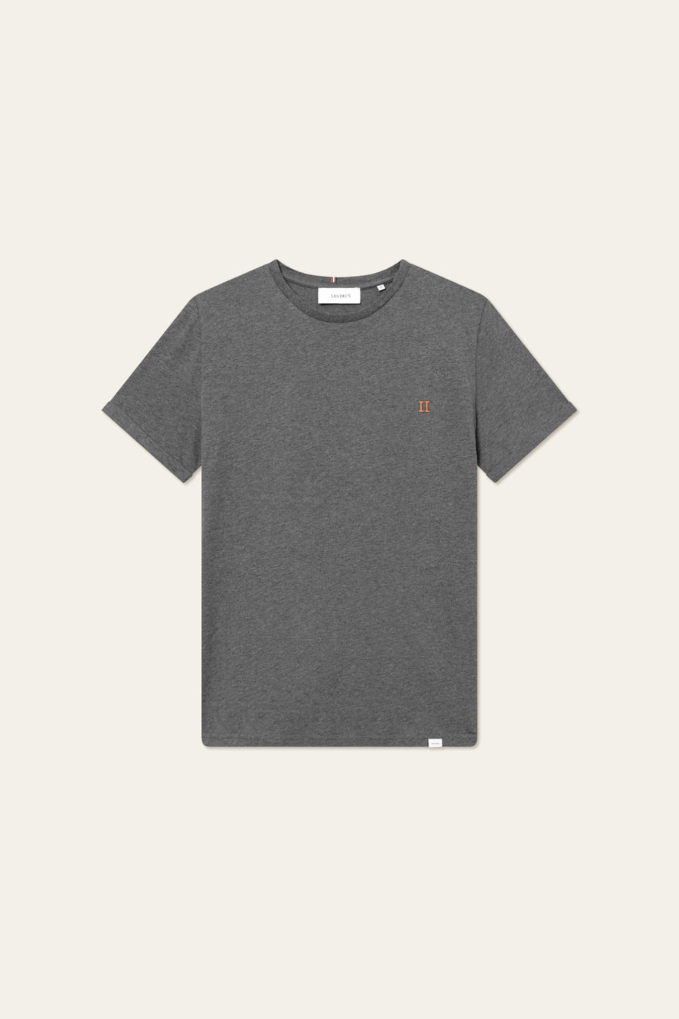 NORREGAARD T-SHIRT - CHARCOAL MELANGE/ORANGE