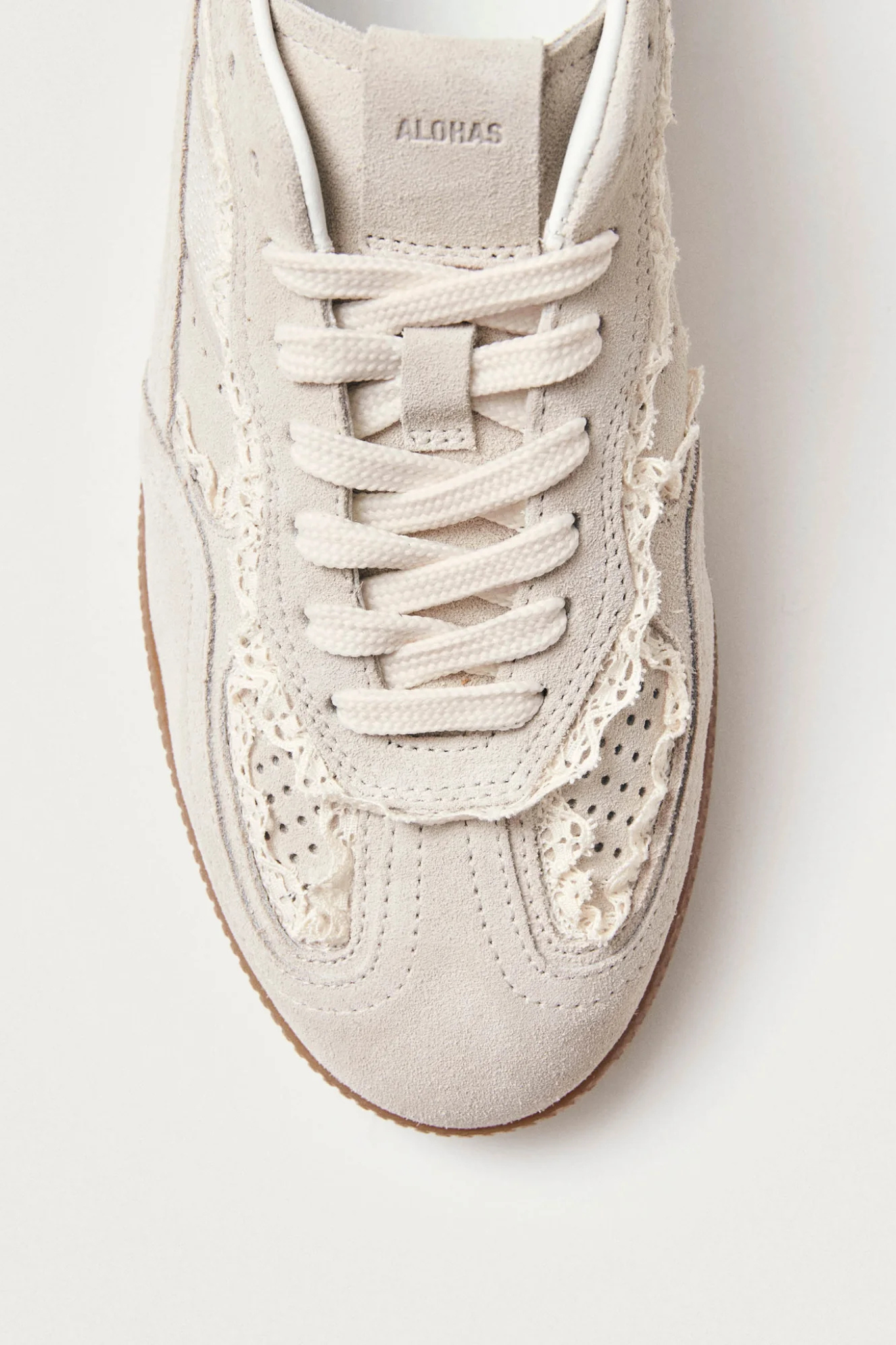 CROCHET LEATHER SNEAKERS - CREAM