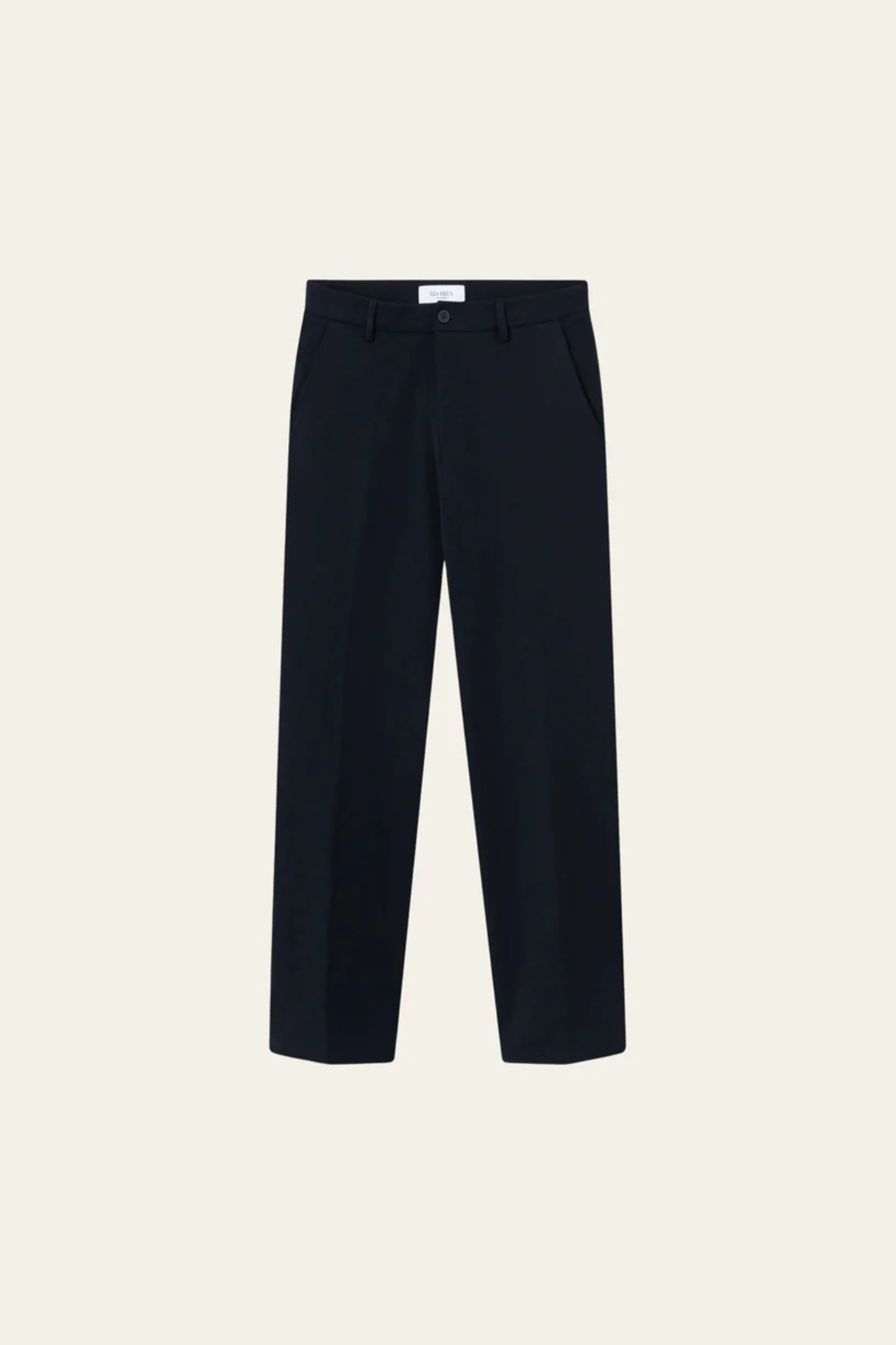 Les Deux como reg suit pants in dark navy. Front flatlay view