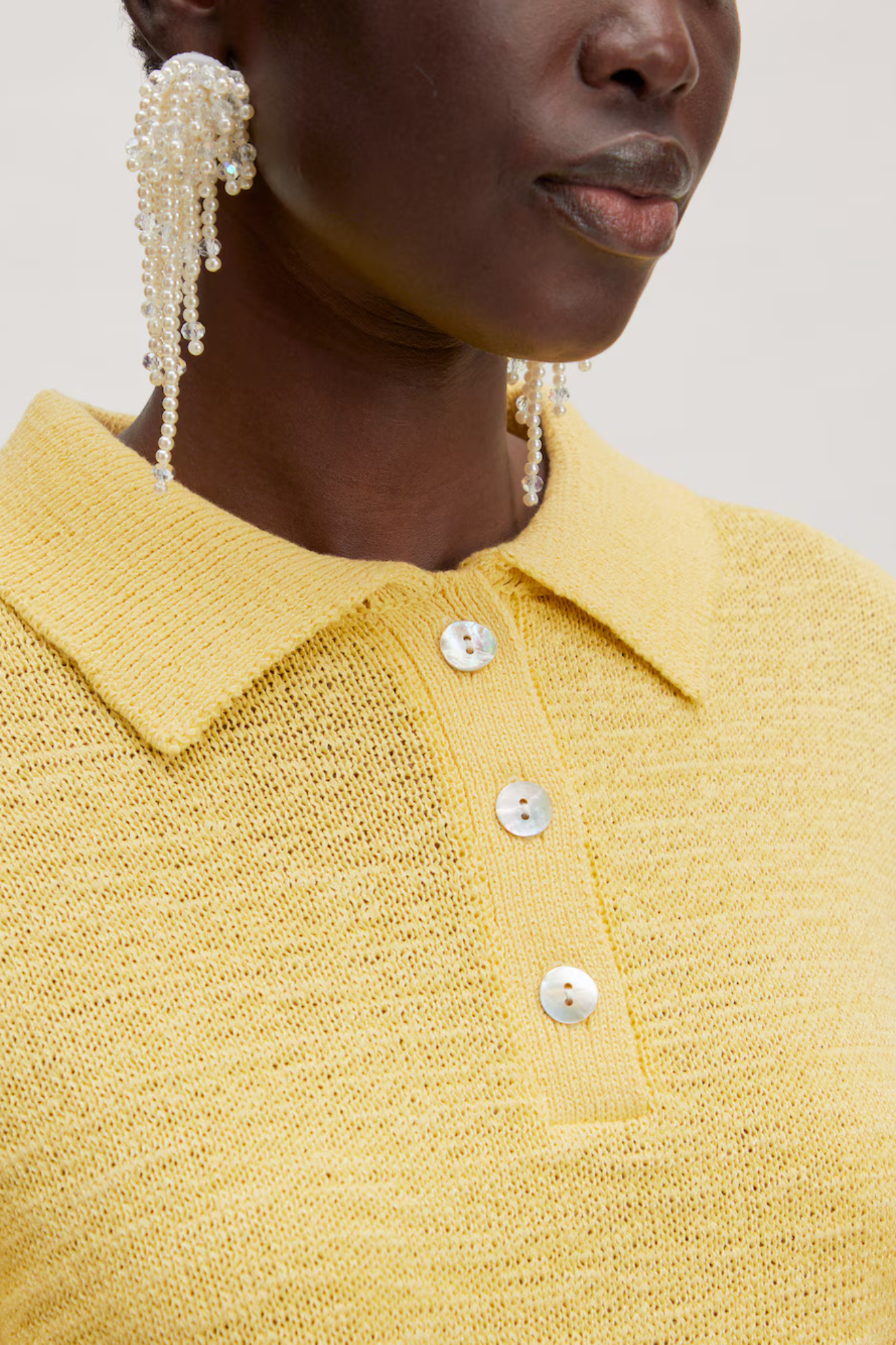 ANAYA KNIT POLO - LEMON MERINGUE