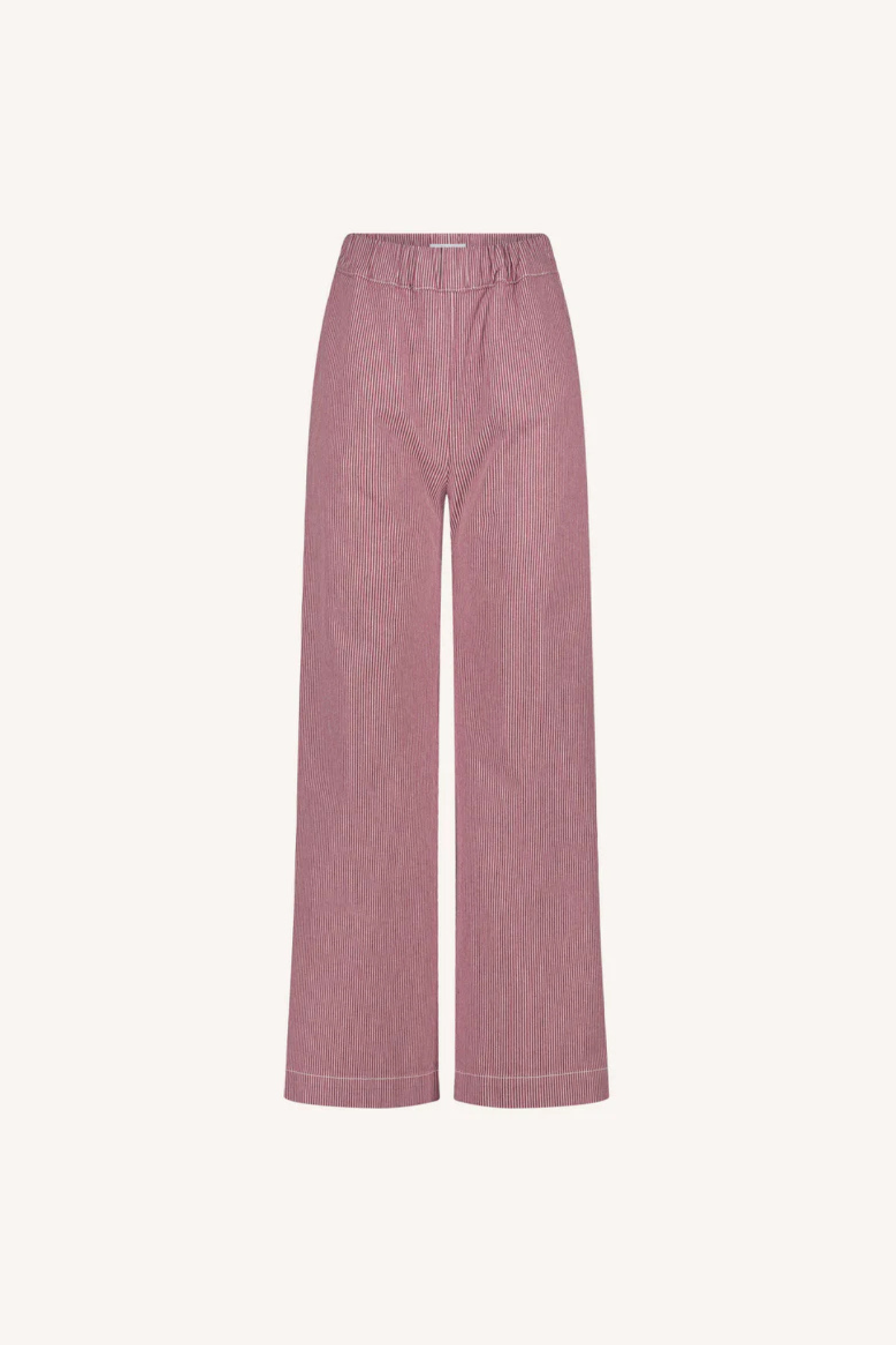 By-Bar Neal striped pants in pink and white. Front flatlay view