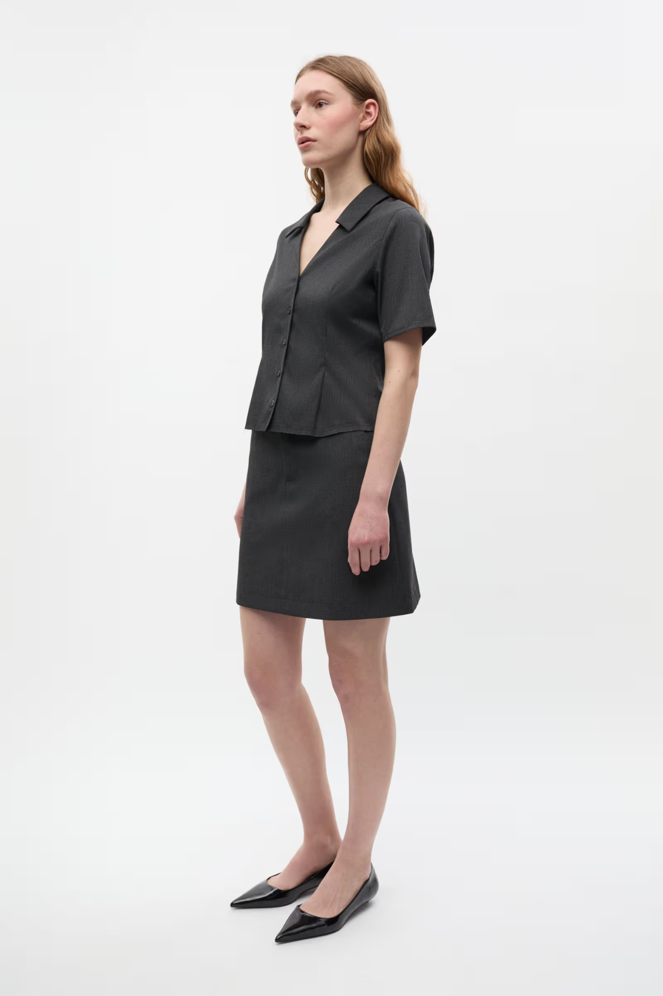 ALESSIA SS SHIRT - DARK GREY MEL