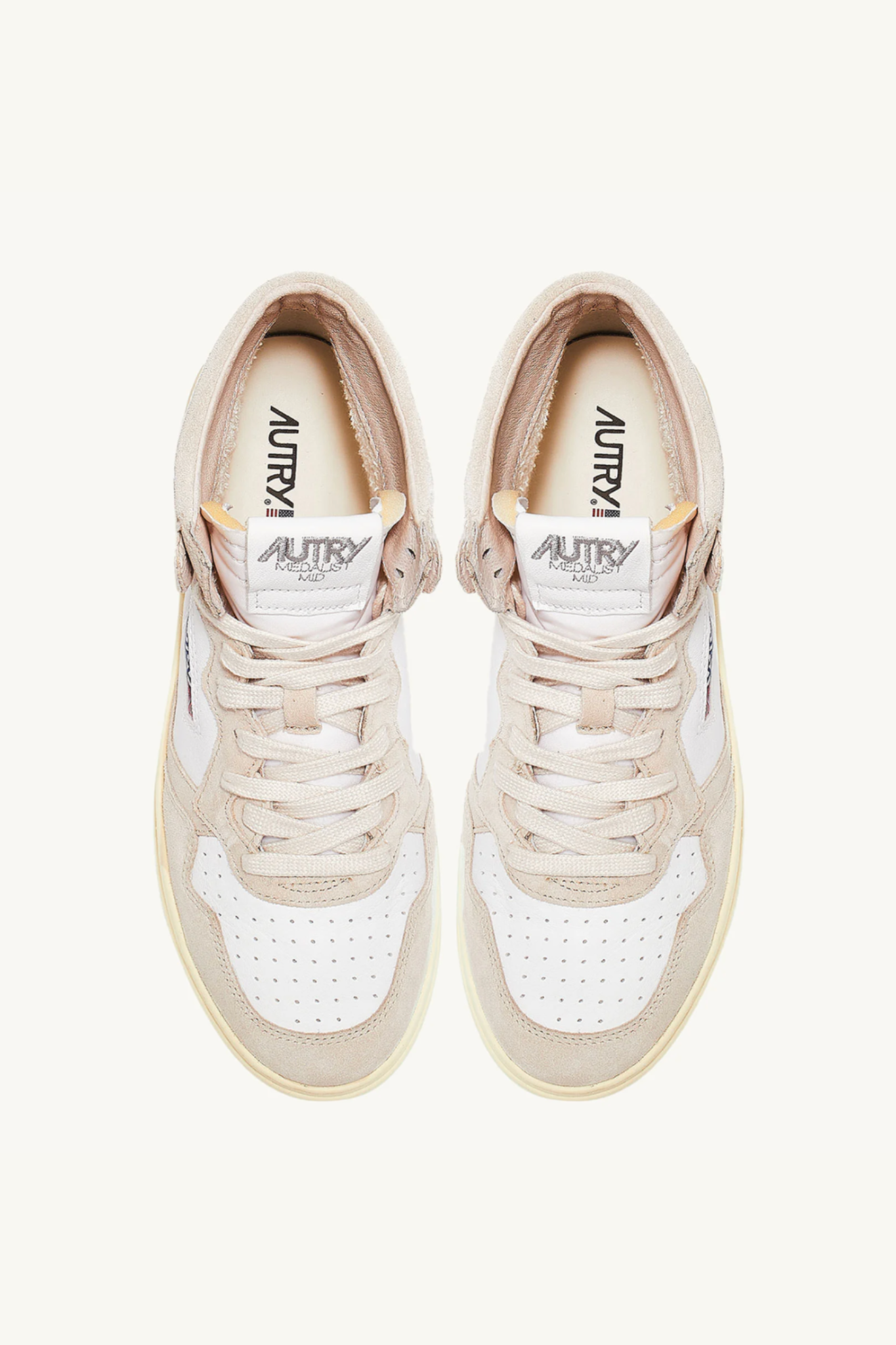 AUMM-GS04 - MEDALIST MID SNEAKERS IN WHITE GOATSKIN AND SUEDE