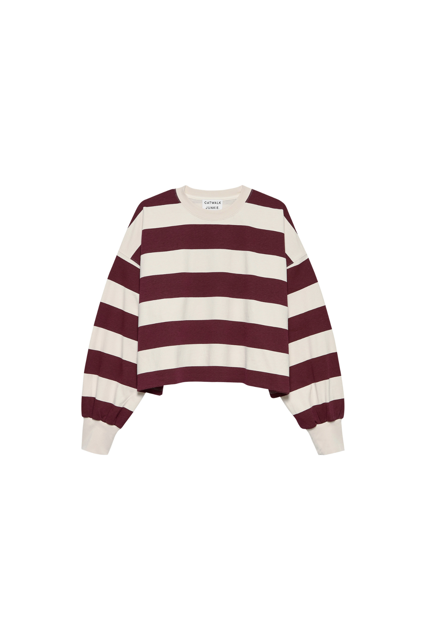 OVERSIZED STRIPED LONG  SLEEVE - MERLOT