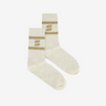 By-Bar grey logo socks with logo in gold.