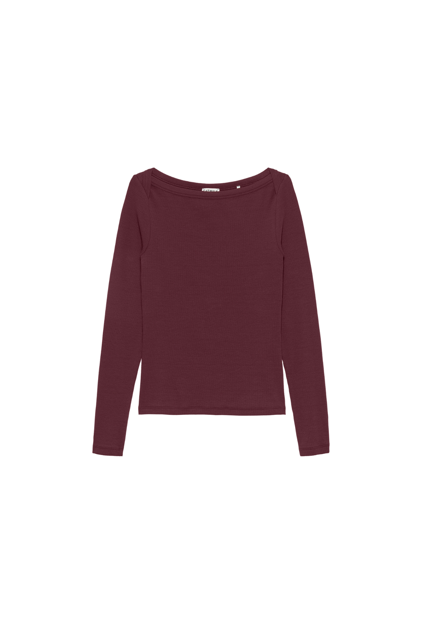 BOATNECK RIB LONG SLEEVE T-SHIRT  - MERLOT