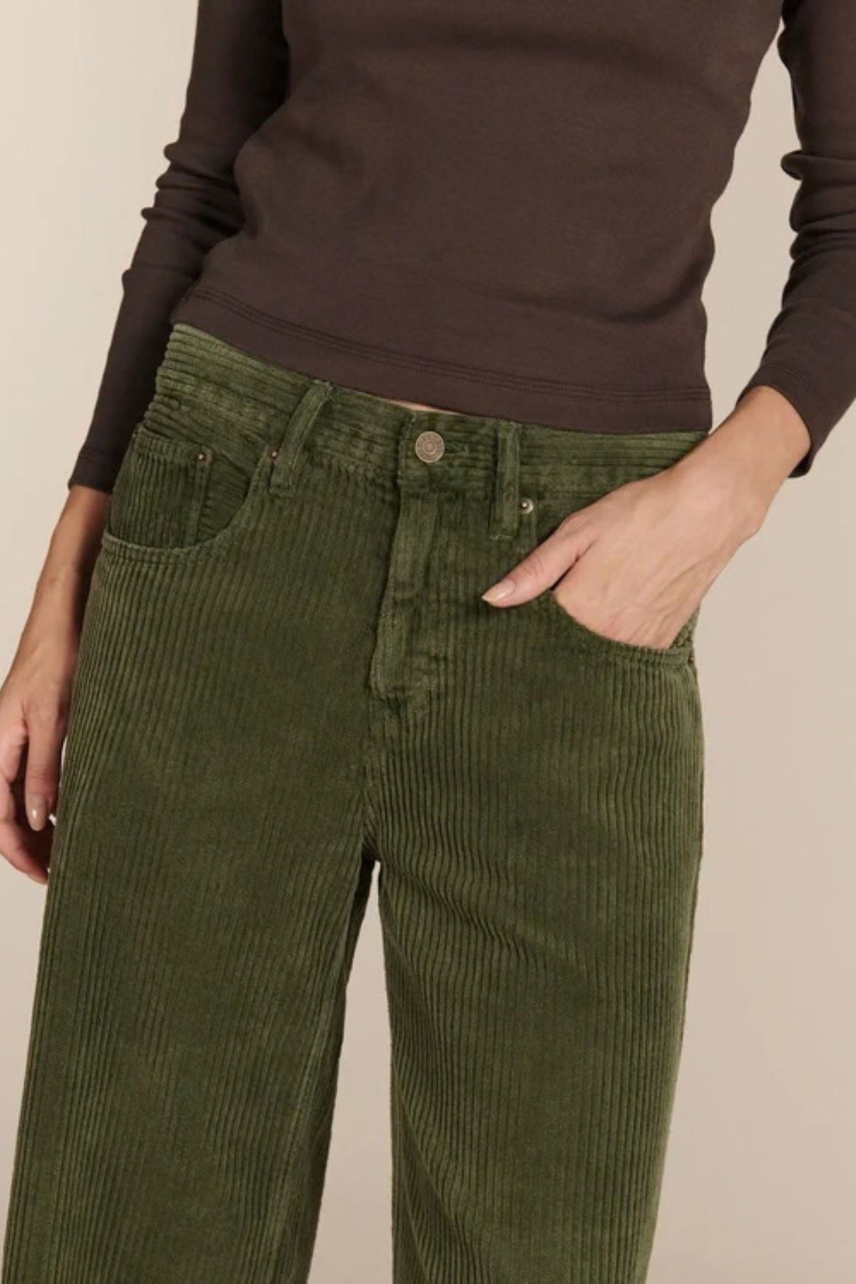 RIVER CORDUROY DYE JEANS - ARMY SAGE