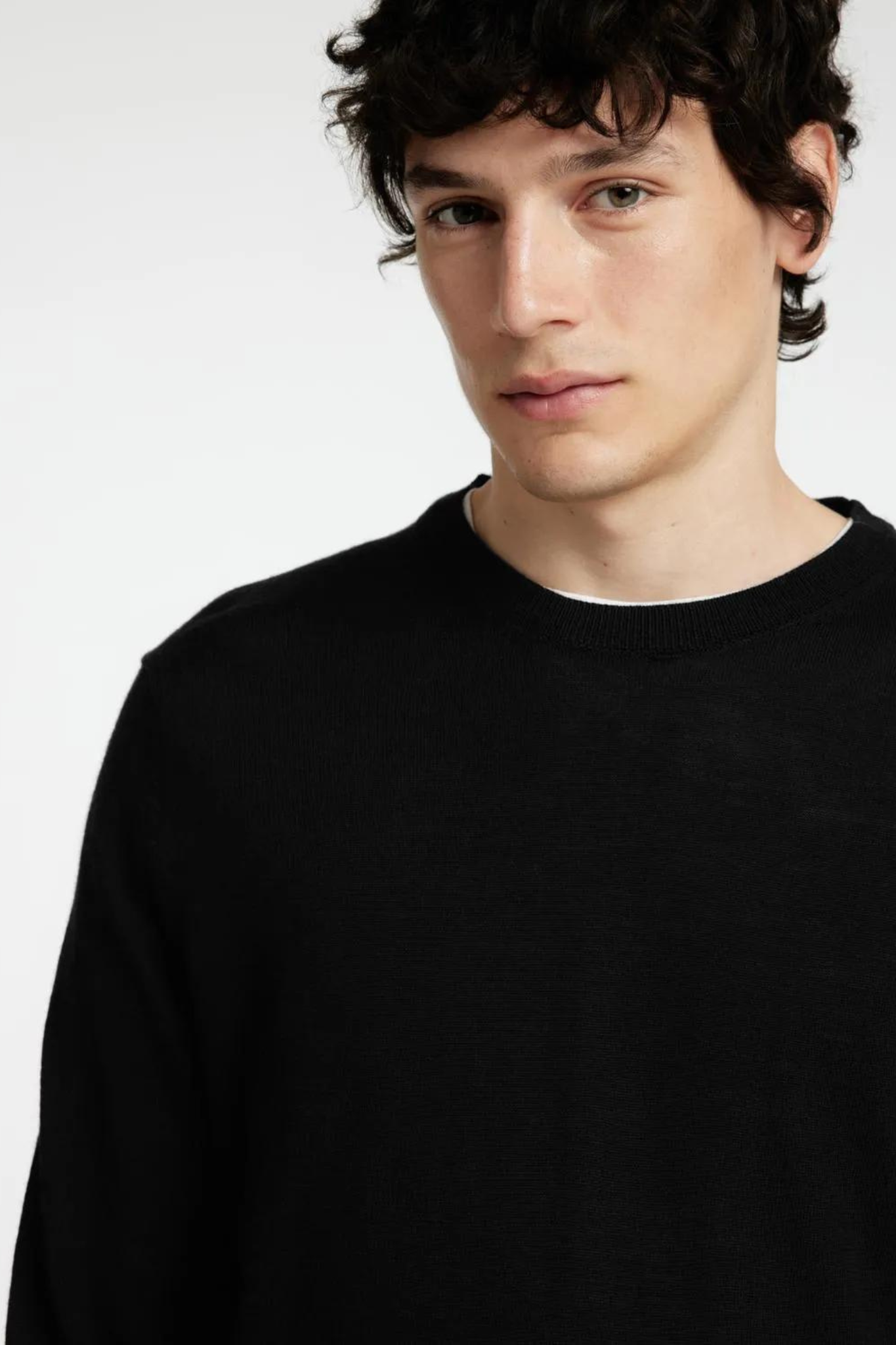 SLHTRAY LS KNIT MERINO CREW NECK - BLACK