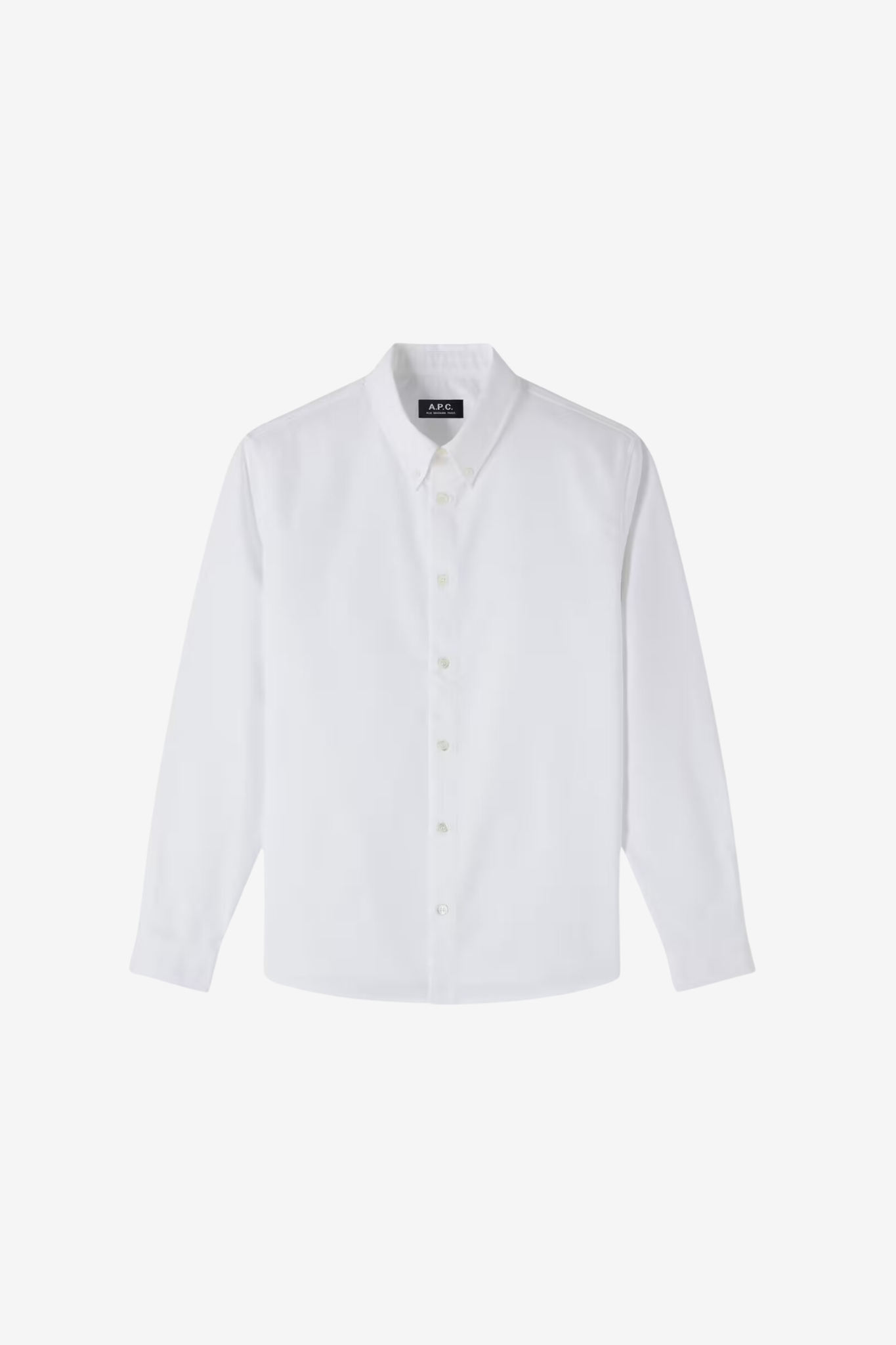 APC greg logo shirt in white. Front flatlay view