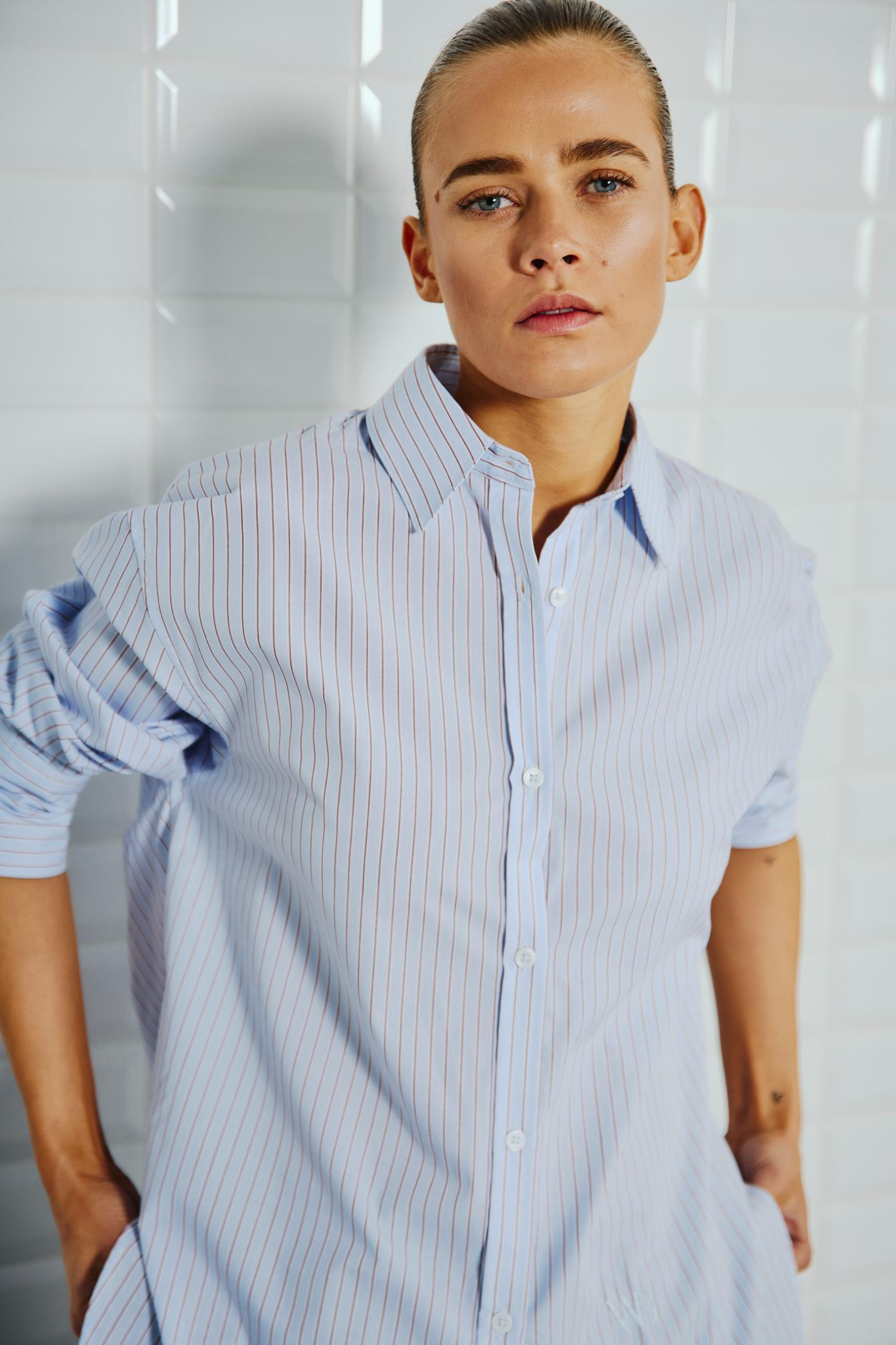 NOA LS STRIPED SHIRT - TRUE BLUE STRIPE