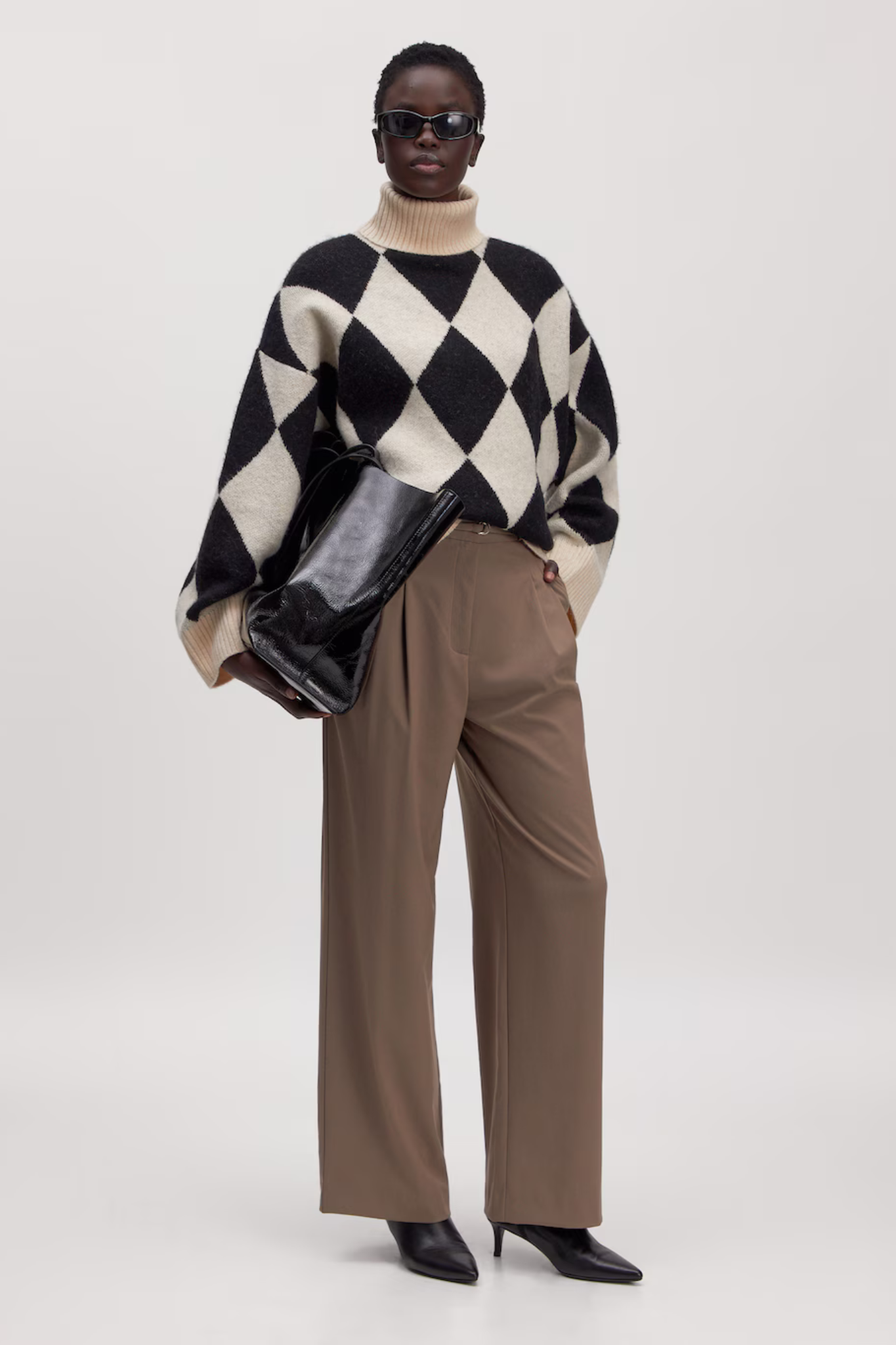 LAHELA WOOL JUMPER - JACQUARD BLACK/RAINY DAY