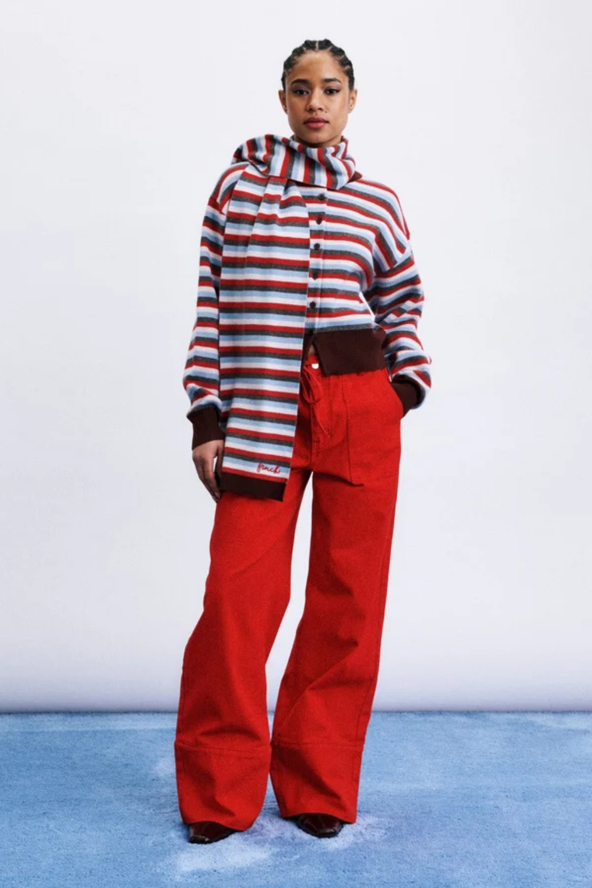 SHIBUYA SET CARDIGAN SCARF - RED