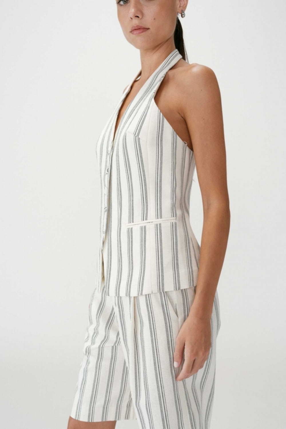 WINIKA GILET- ECRU STRIPE