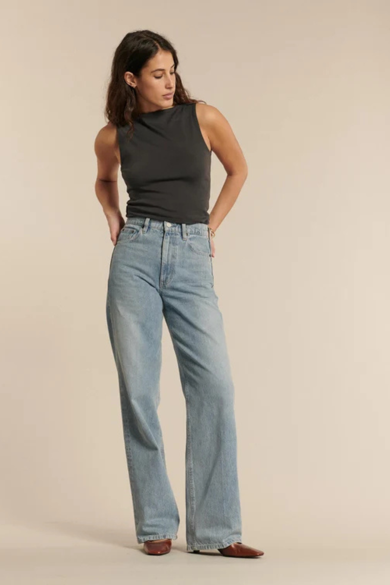 SULLY LONG DENIM JEANS - STONE BEACH