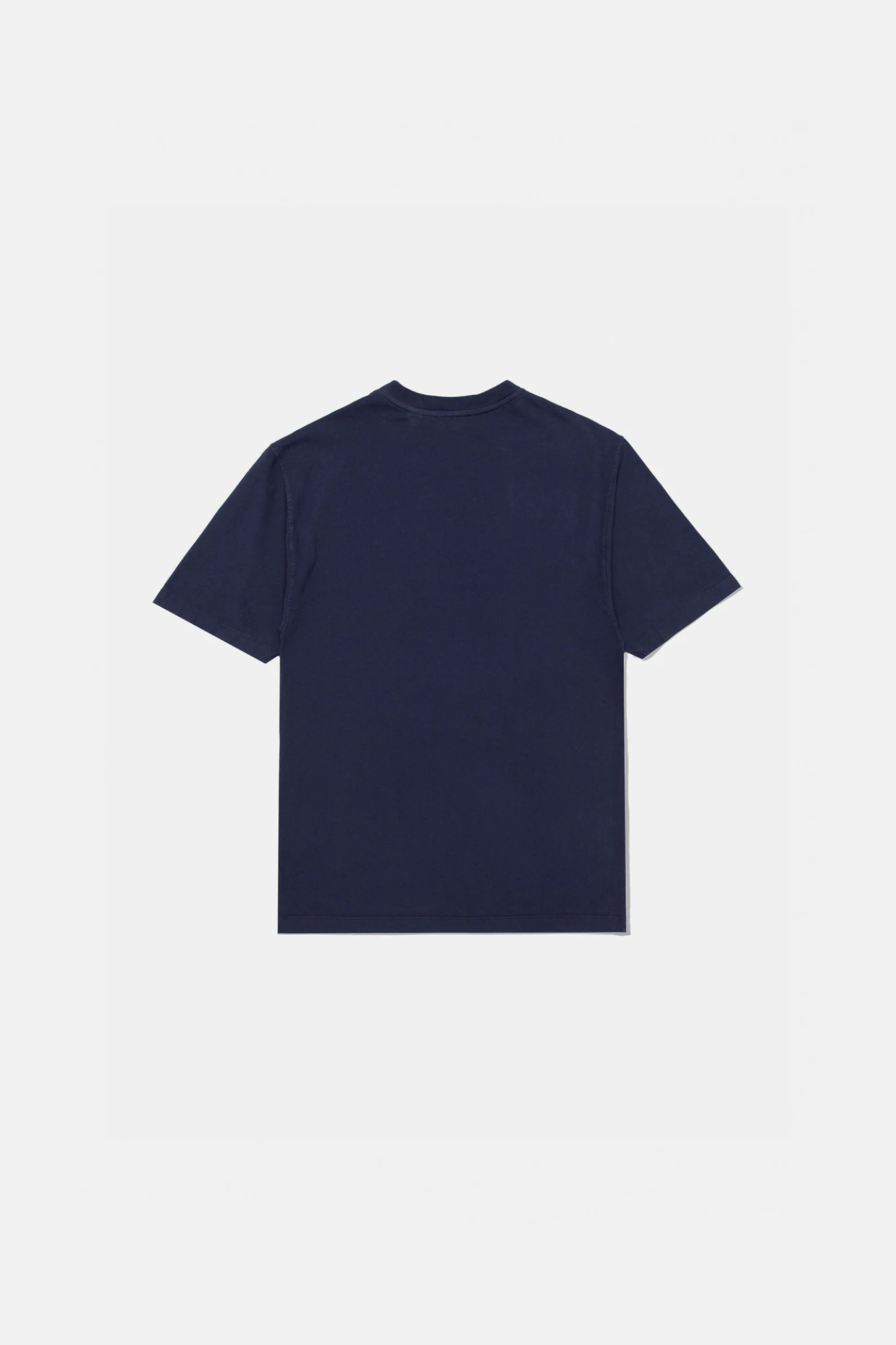 Edmmond Studios balance life t-shirt in plain navy. Back flatlay view