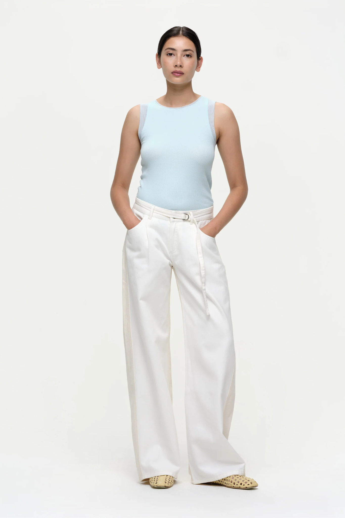 EVE CARRY OVER DENIM PANTS - WHITE