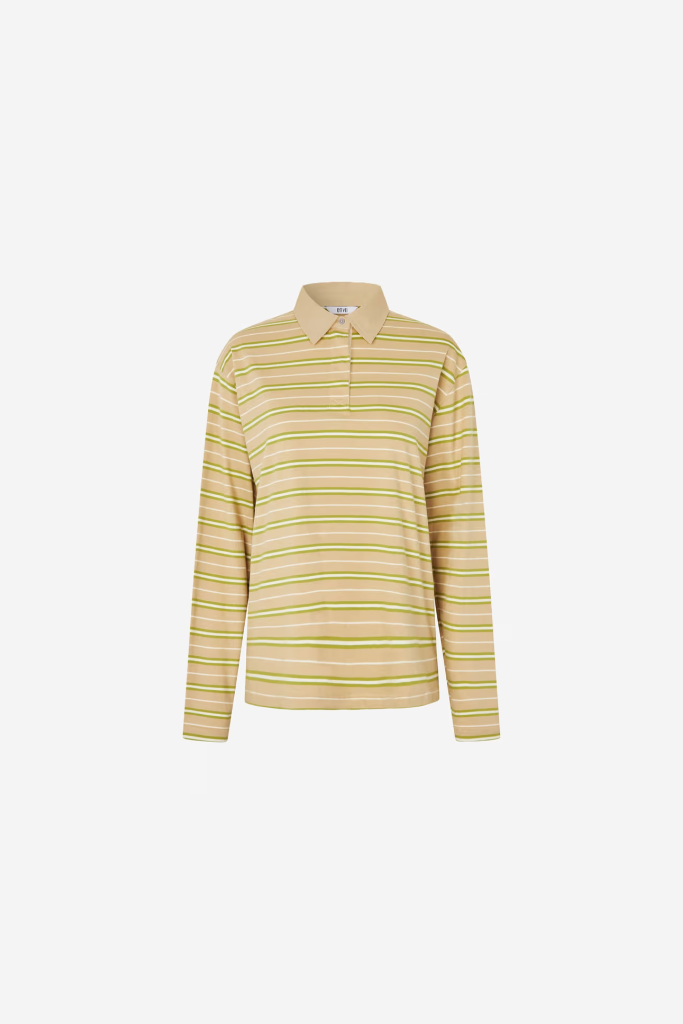 KULLA LS POLO ST - PALE FERN STRIPE