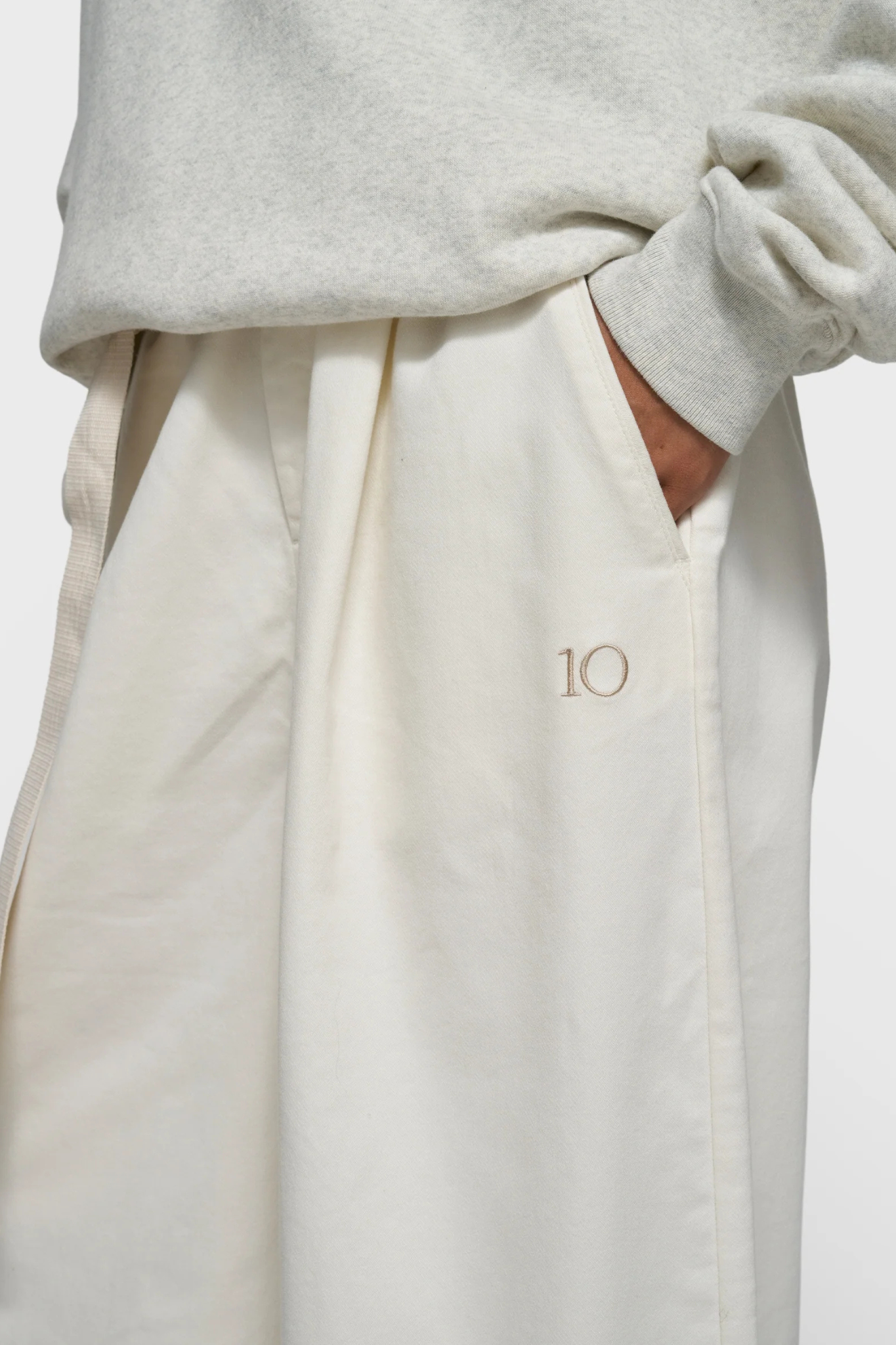 WIDE PANTS JOG TWILL - PEARL