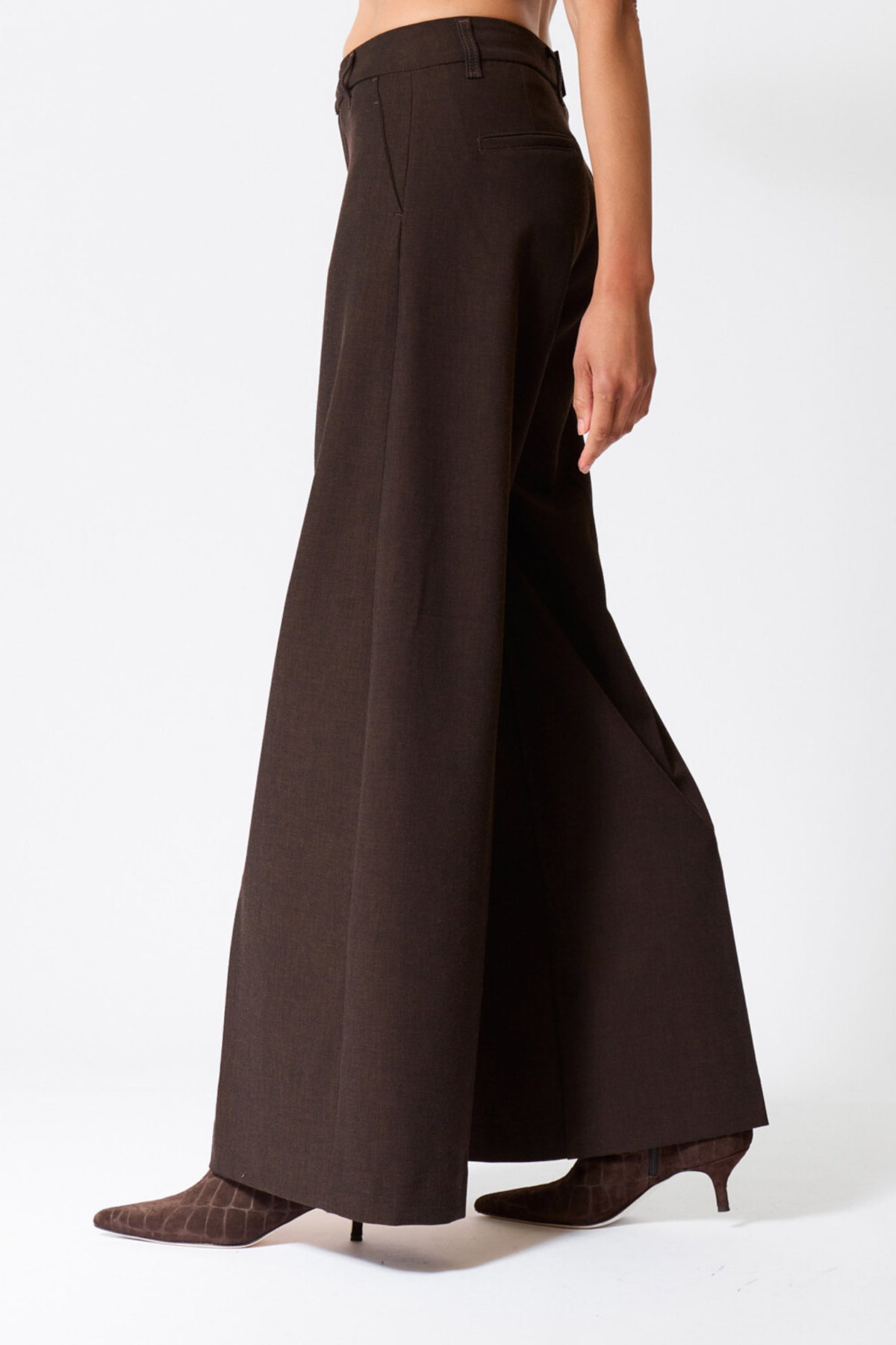SILVIA WIDE ROBLE FLEECE PANTS - CHOCO
