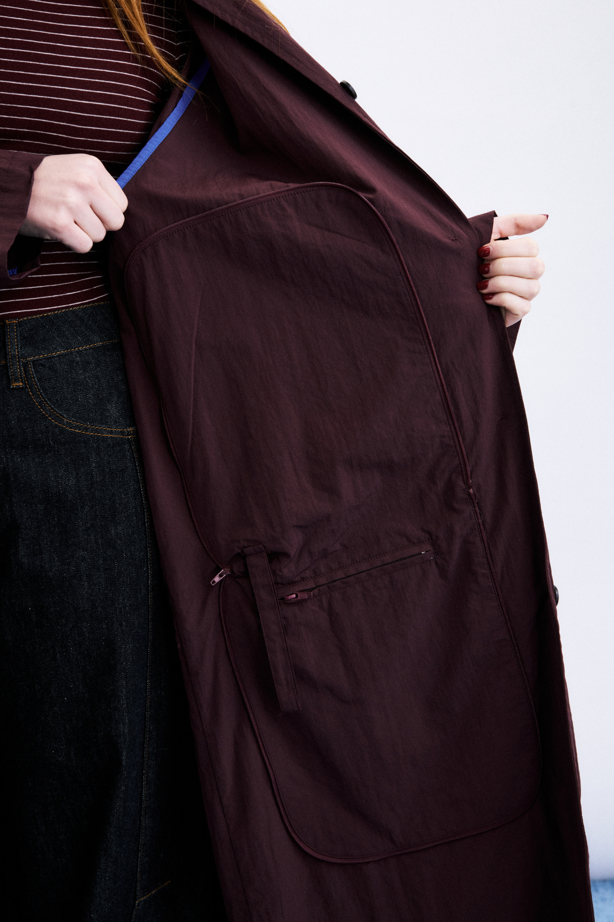 TOMITA TRENCH COAT - BORDEAUX