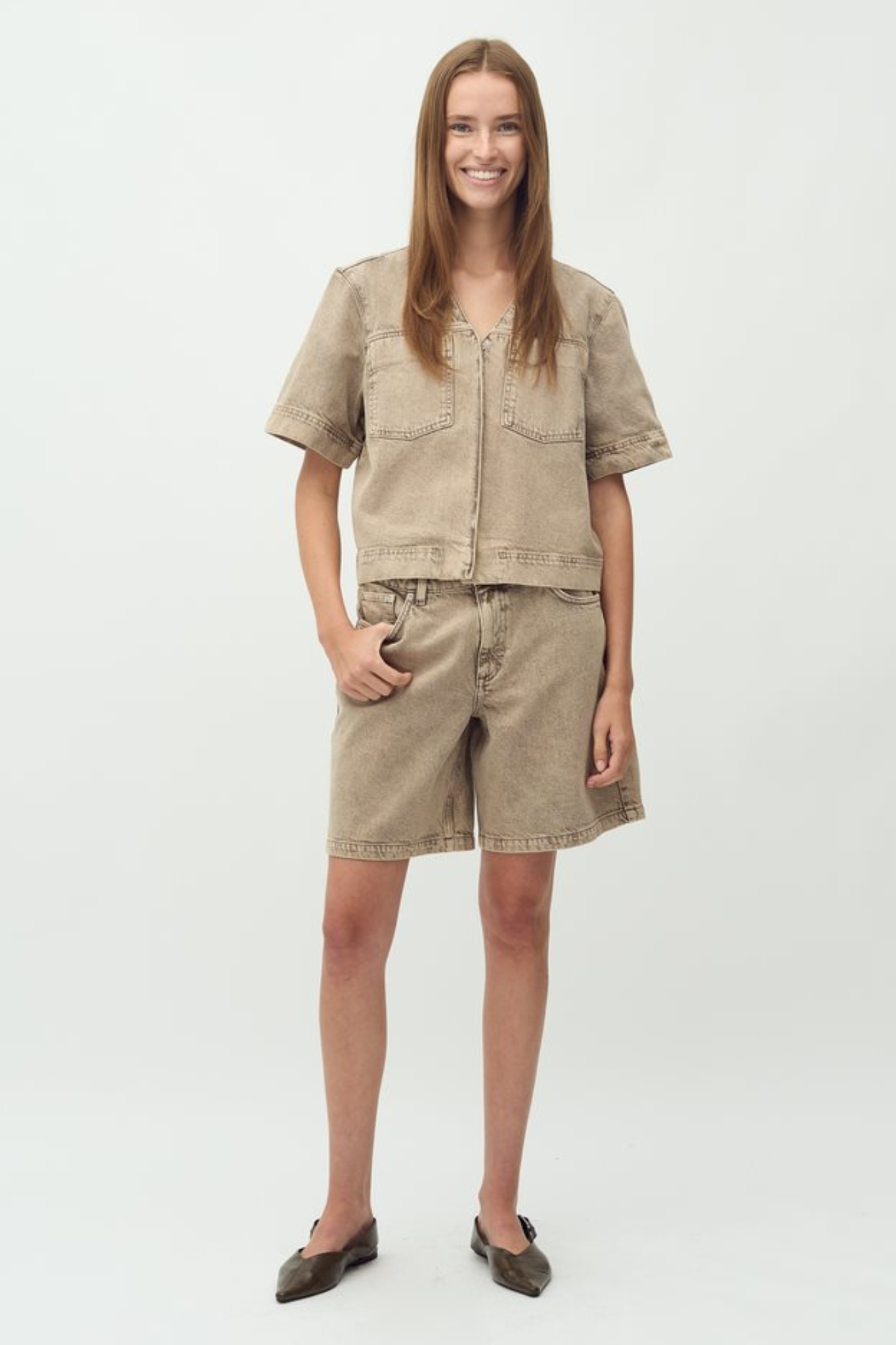 REELA MAYAFABS SHIRT - BEIGE WASHED DENIM