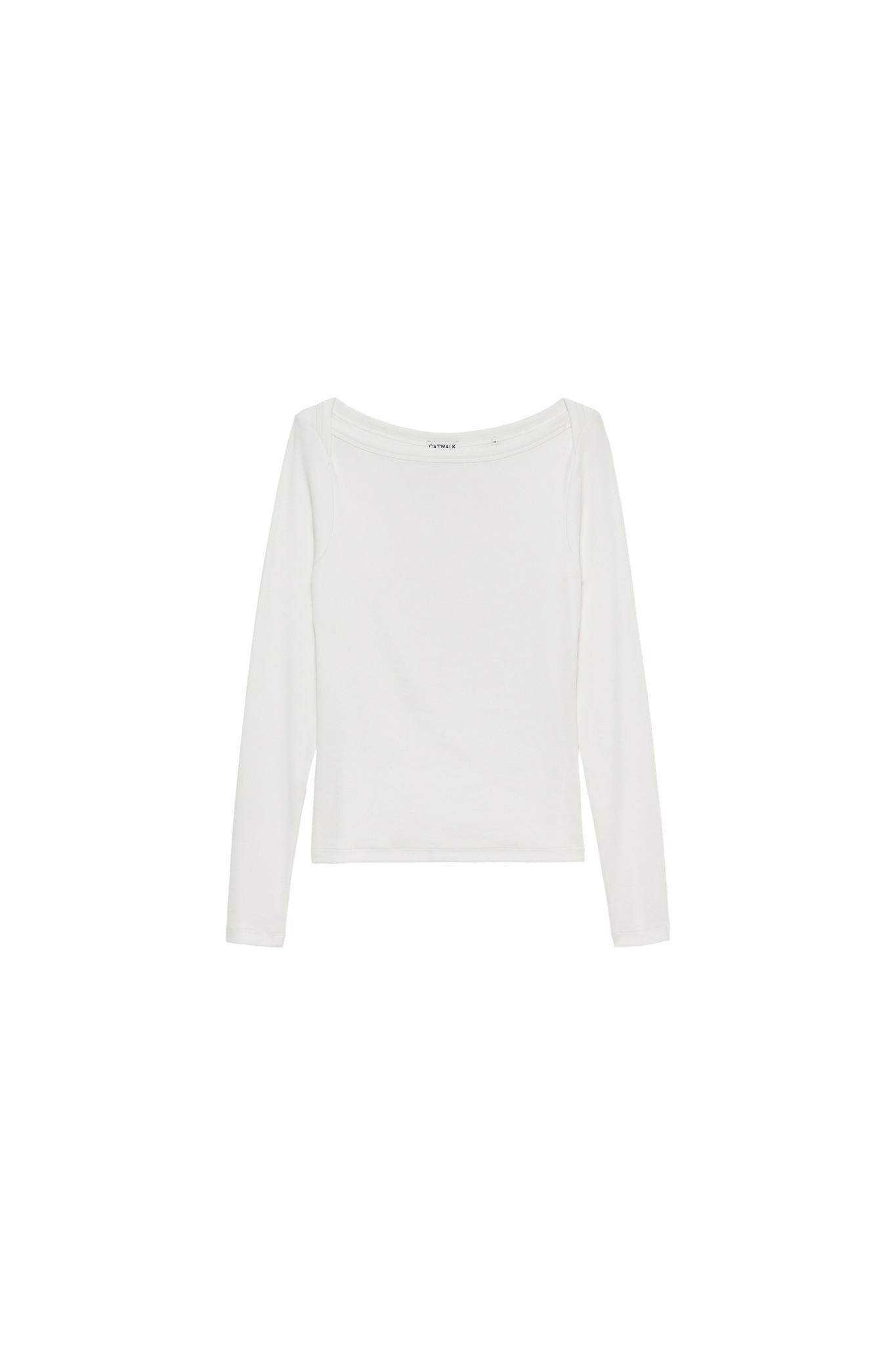 BOATNECK RIB LONG SLEEVE TOP - OFF WHITE