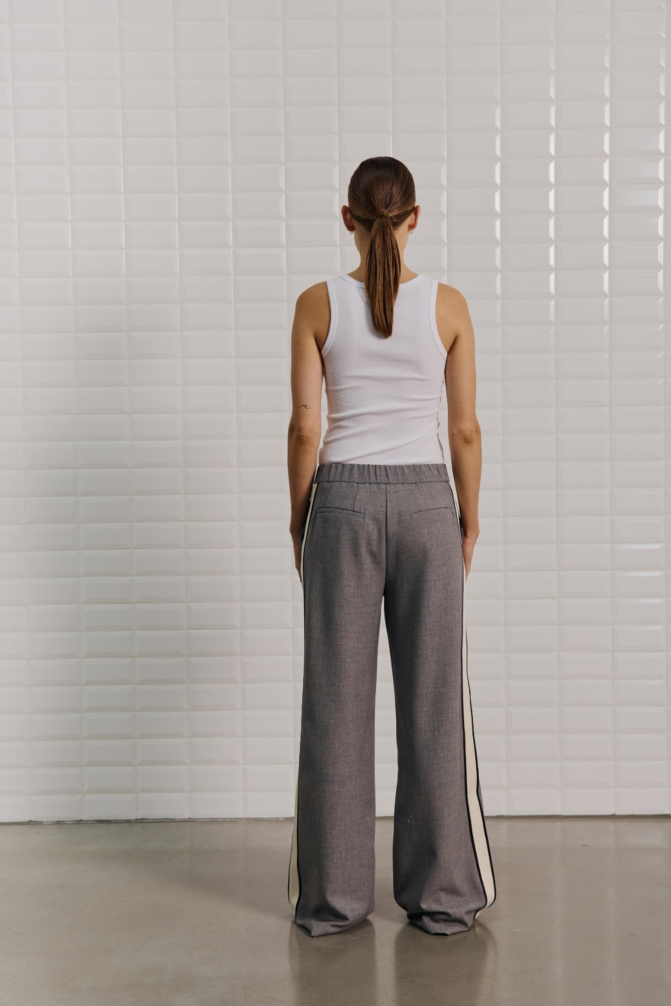 MARINA TAILORED PANT - MID GREY MELANGE