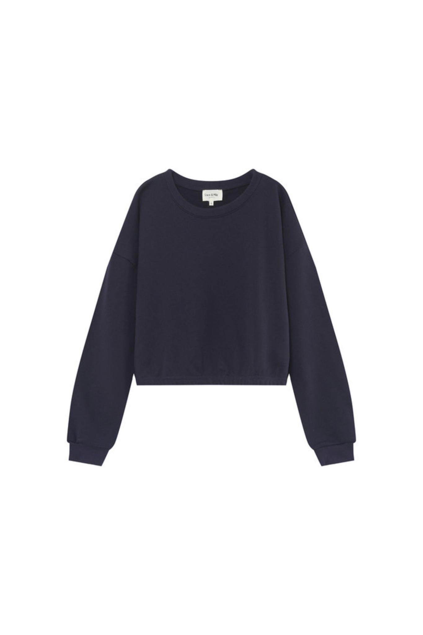 Grace & Mila podium sweatshirt in marine. Front flatlay view