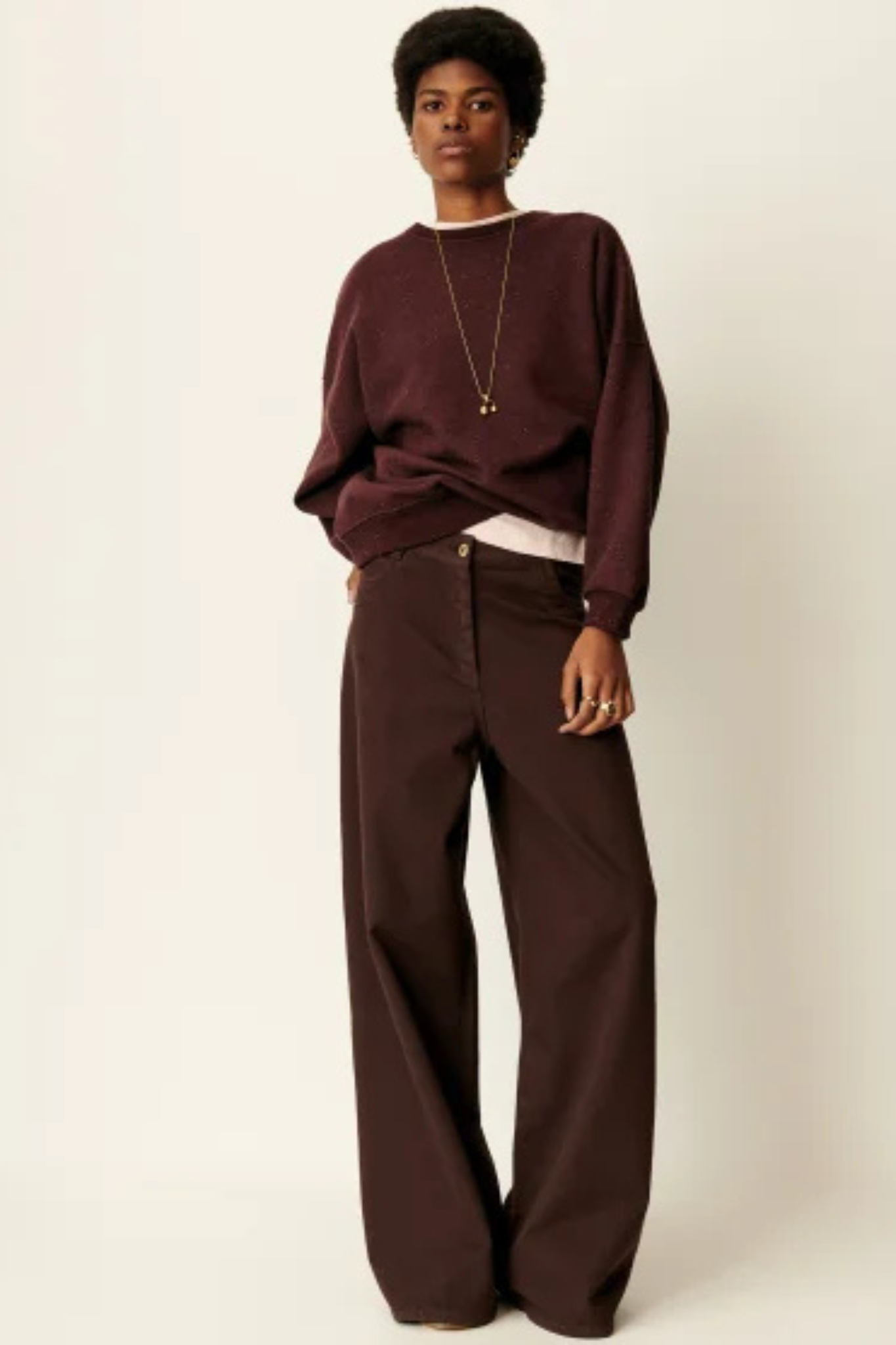 CHEBBI OVERSIZED SWEATER - GANACHE