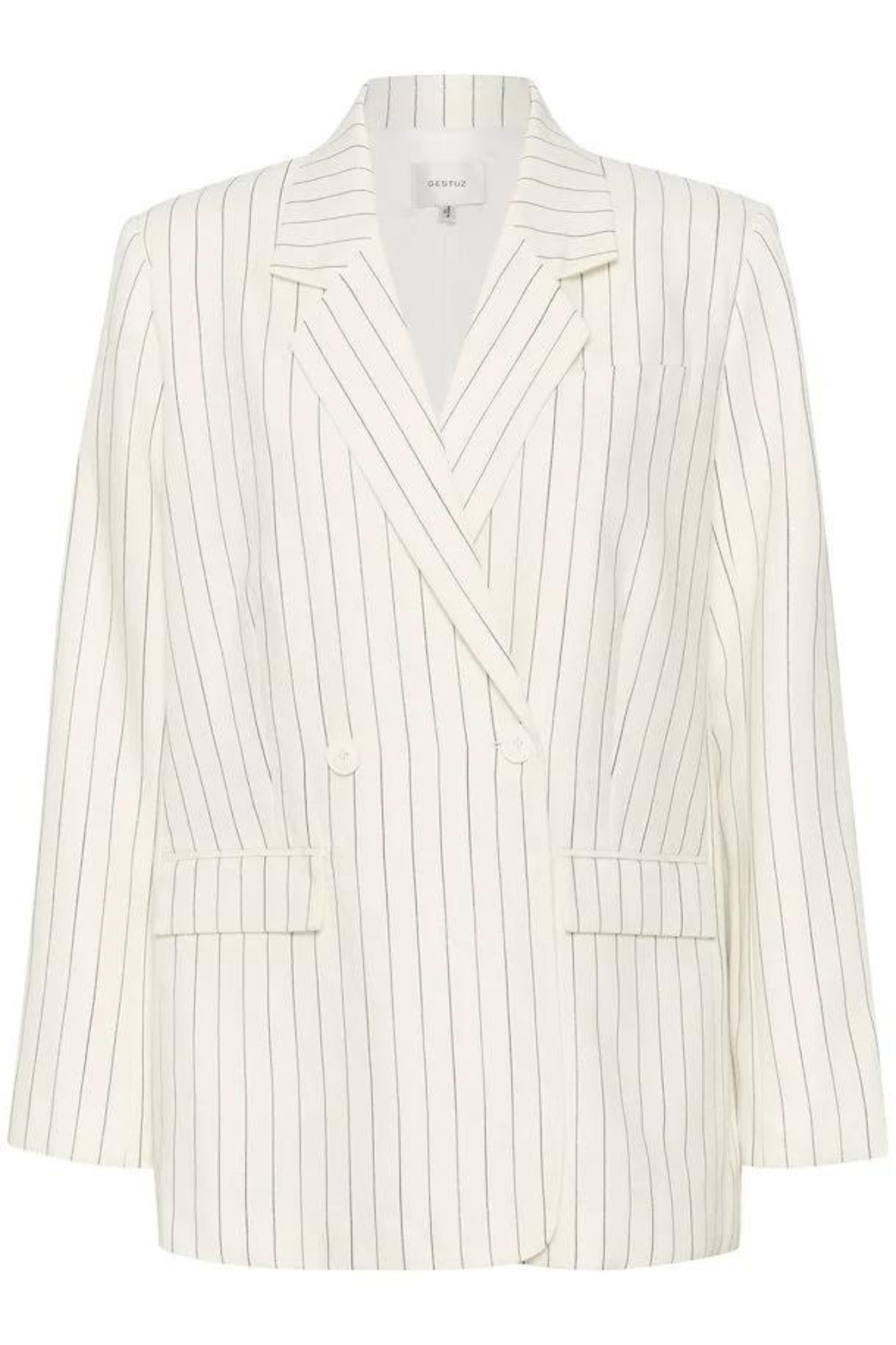 LIZAGZ LINEN PINSTRIPE BLAZER - EGRET LINEN PINSTRIPE