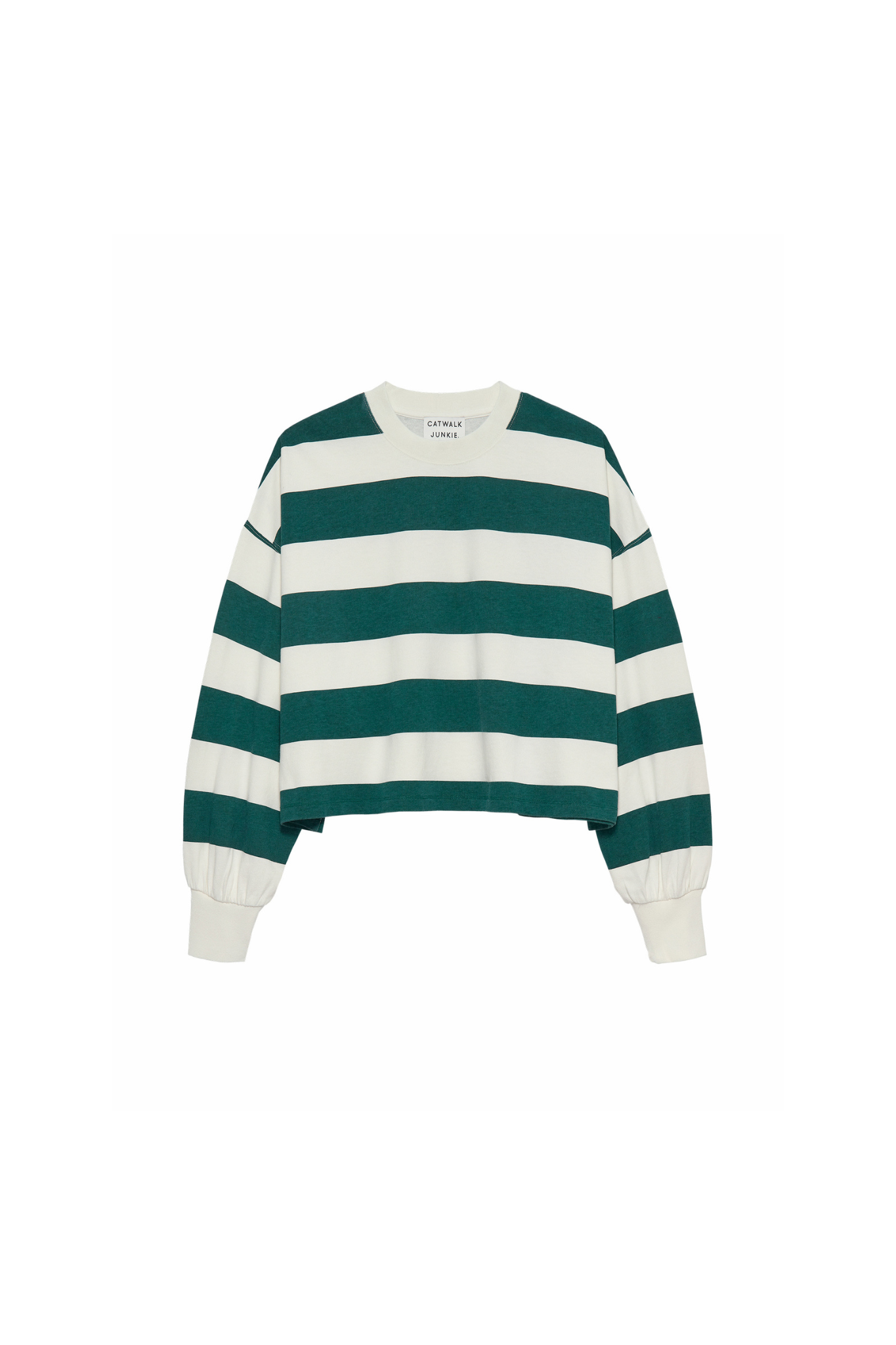 OVERSIZED STRIPED LONG SLEEVE T-SHIRT - SEA MOSS