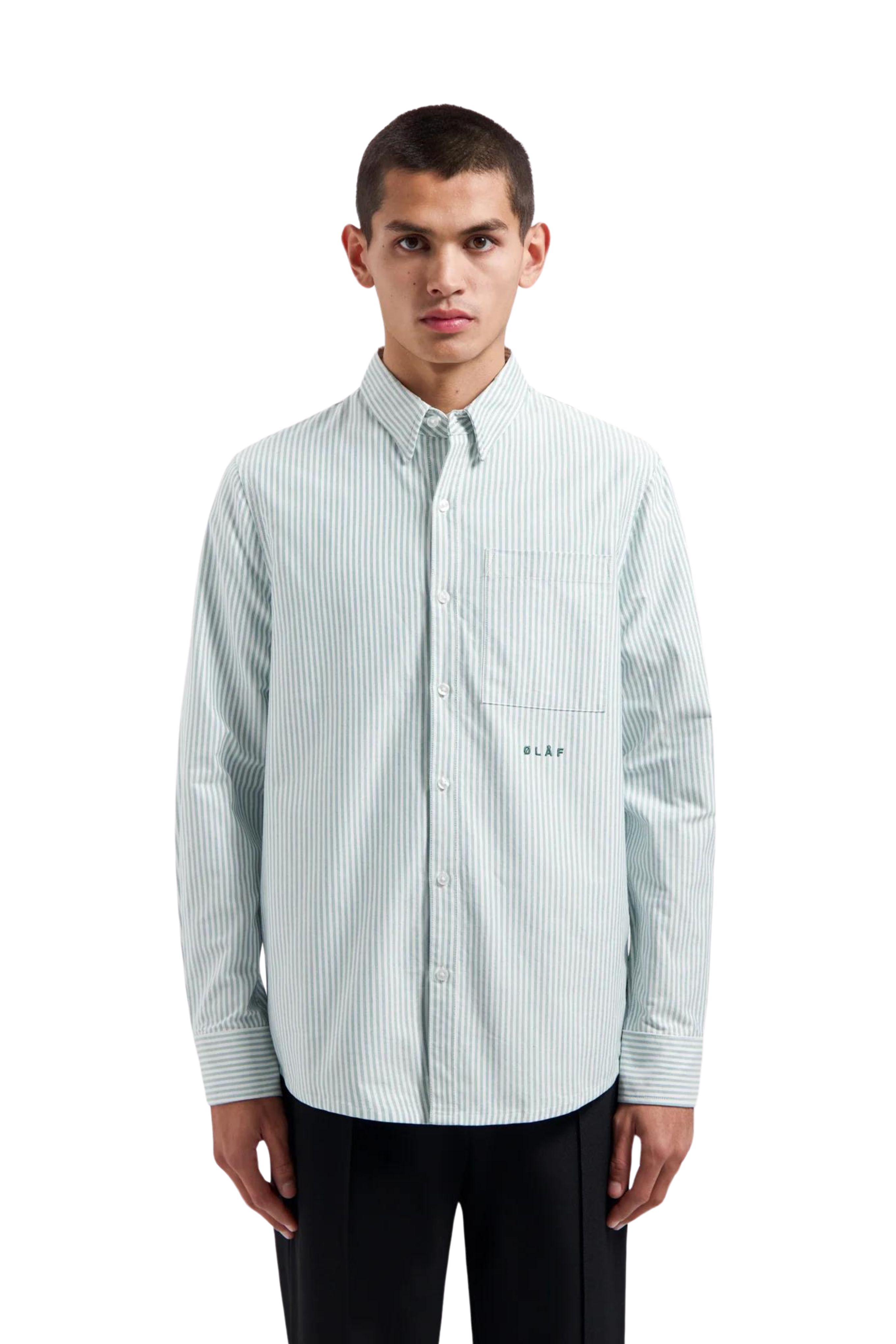 OXFORD STRIPE SHIRT MEN - GREEN STRIPE