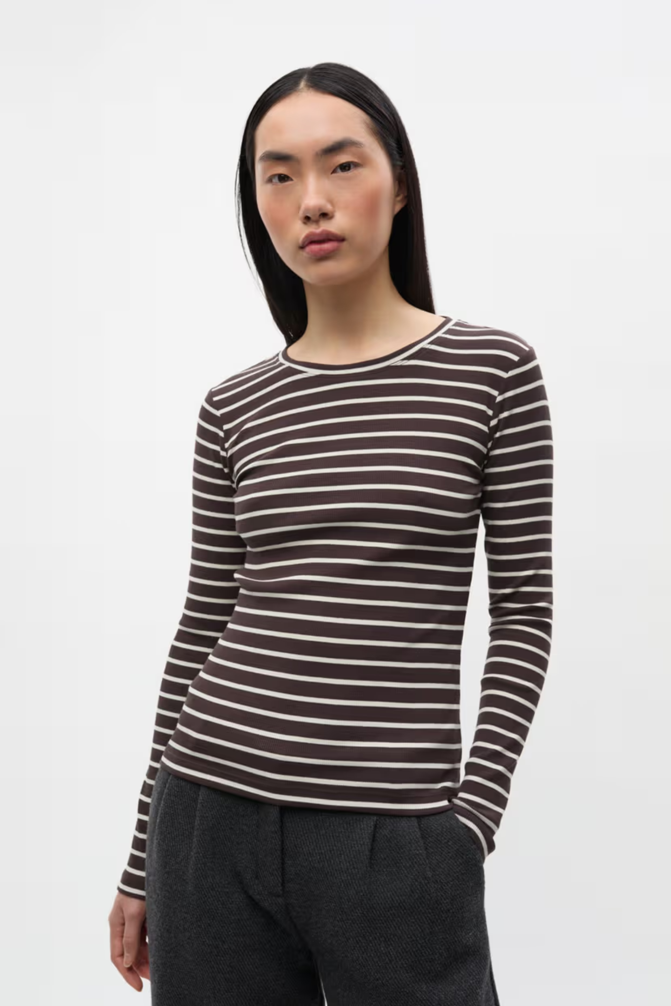 ALLY LS O-N T-SHIRT - MOONSTRUCK/CHOCOLATE