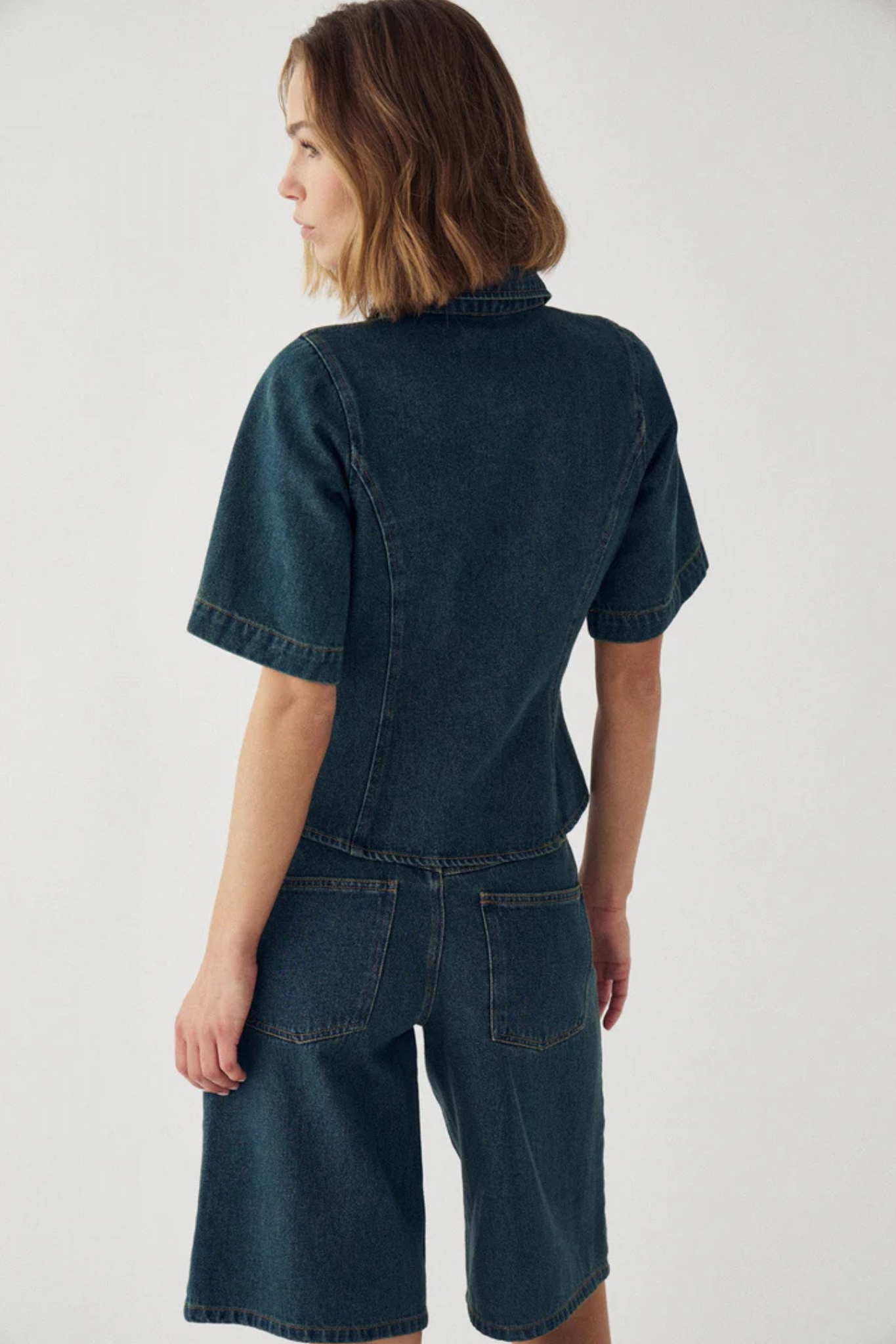 MICAIAH SS BLOUSE - VINTAGE BLUE WASH